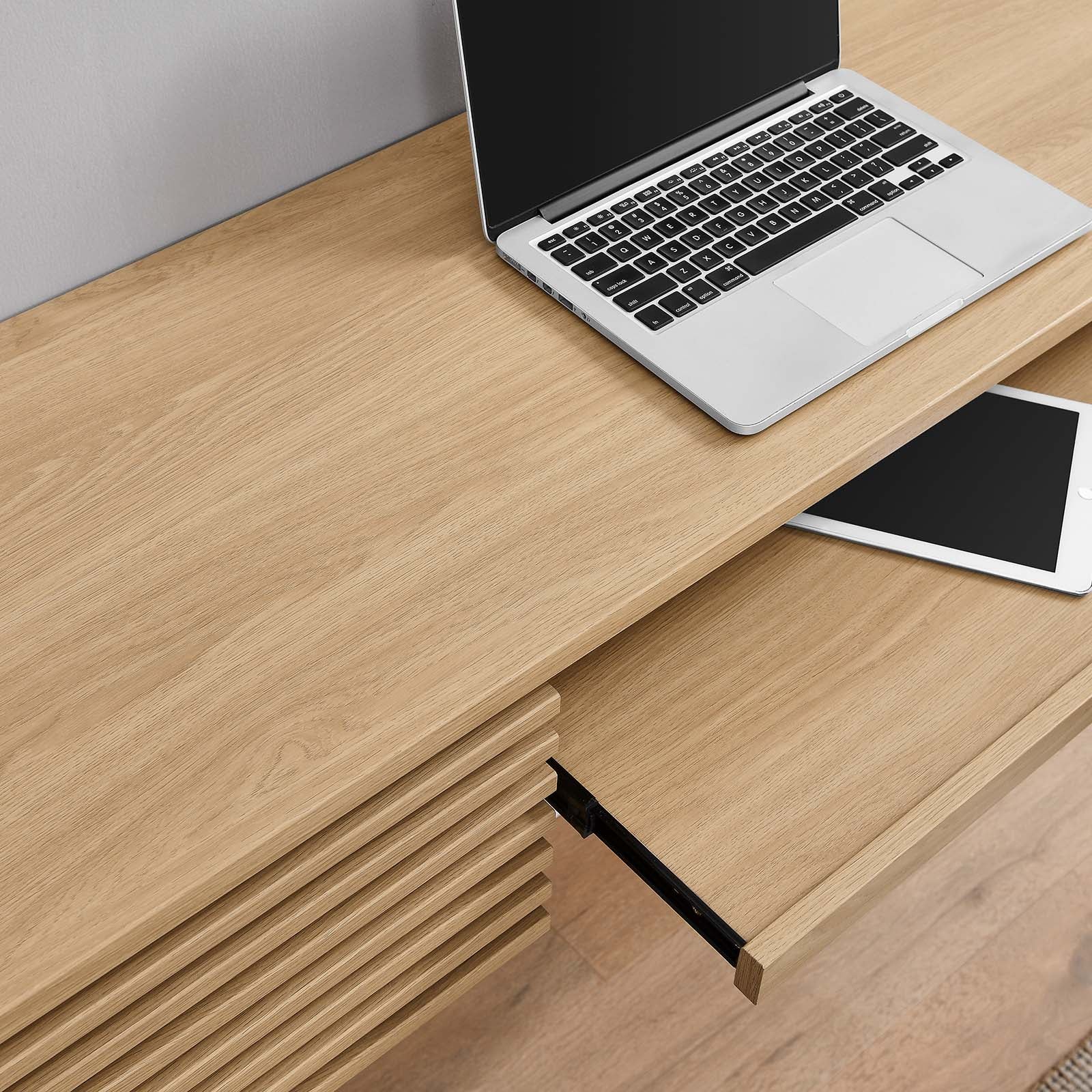 Modway Desks - Render Wall Mount Wood Office Desk Oak