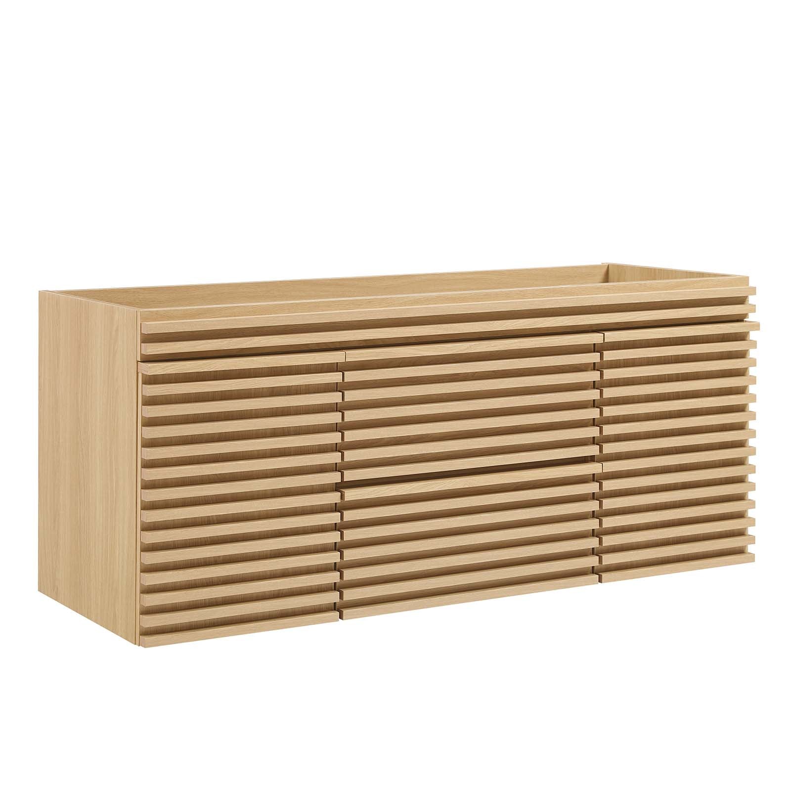 Modway Bathroom Vanity - Render 48" Wall-Mount Bathroom Vanity Cabinet Oak EEI-5866-OAK