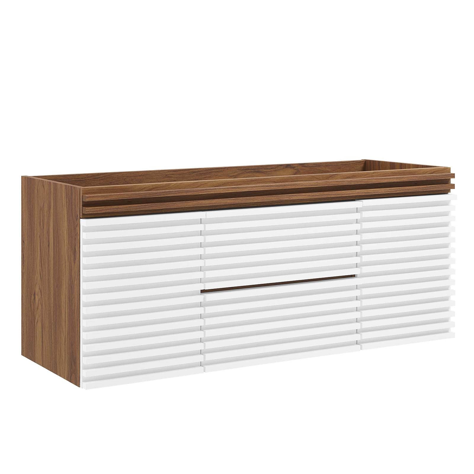 Modway Bathroom Vanity - Render 48" Wall-Mount Bathroom Vanity Cabinet White Walnut EEI-5866-WHI-WAL