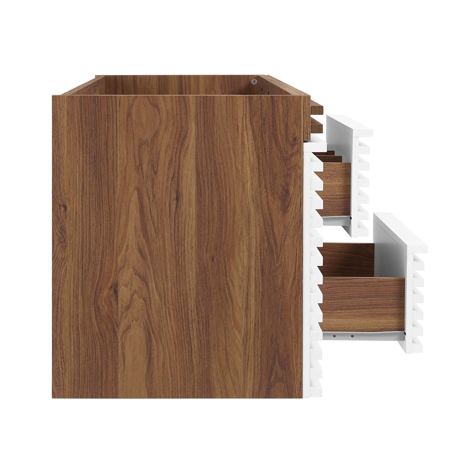 Modway Bathroom Vanity - Render 48" Wall-Mount Bathroom Vanity Cabinet White Walnut EEI-5866-WHI-WAL