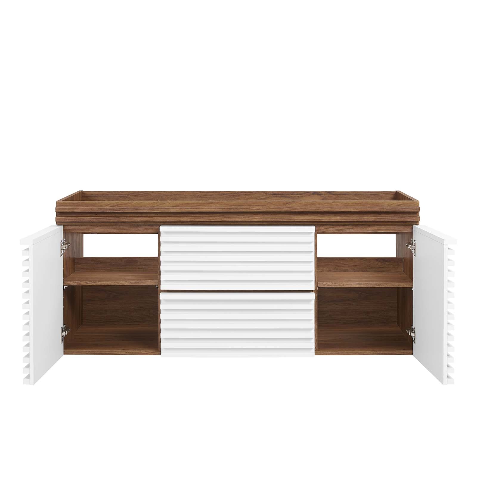 Modway Bathroom Vanity - Render 48" Wall-Mount Bathroom Vanity Cabinet White Walnut EEI-5866-WHI-WAL
