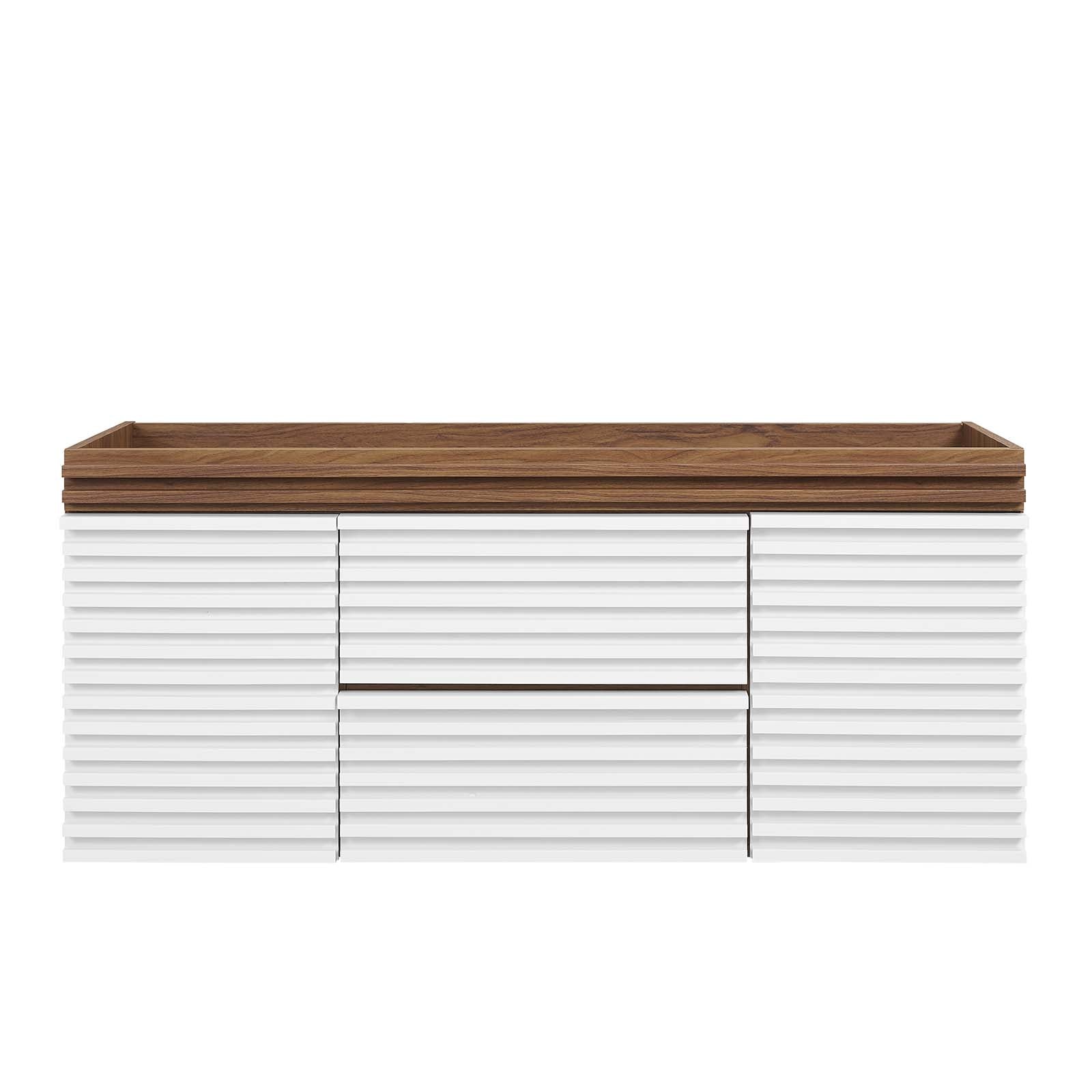 Modway Bathroom Vanity - Render 48" Wall-Mount Bathroom Vanity Cabinet White Walnut EEI-5866-WHI-WAL