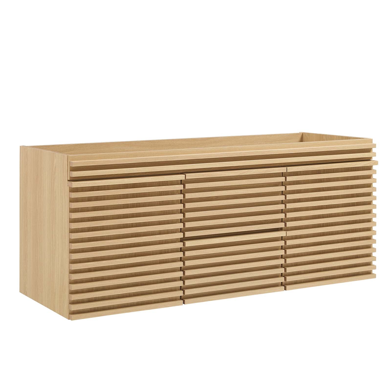 Modway Bathroom Vanity - Render 48" Wall-Mount Bathroom Vanity Cabinet Oak EEI-5867-OAK