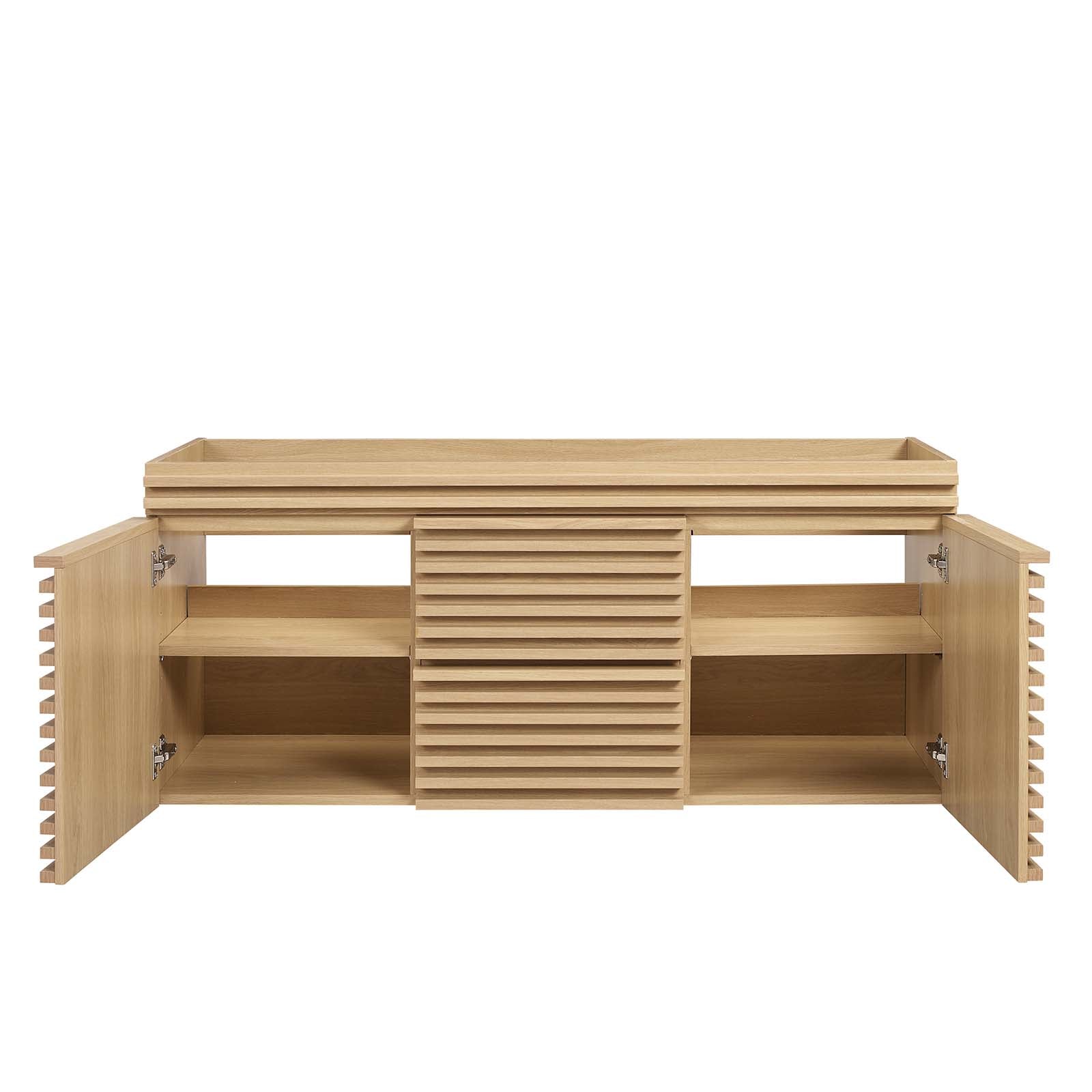 Modway Bathroom Vanity - Render 48" Wall-Mount Bathroom Vanity Cabinet Oak EEI-5867-OAK
