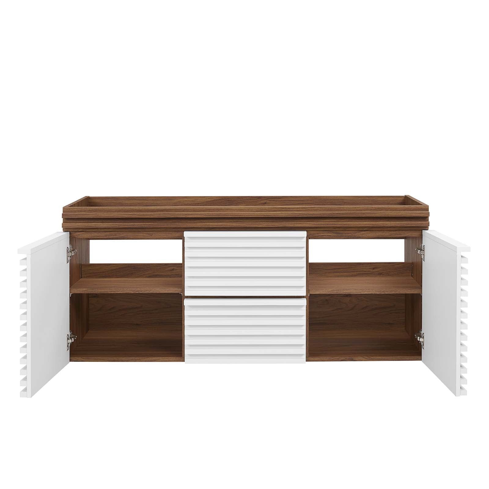 Modway Bathroom Vanity - Render 48" Wall-Mount Bathroom Vanity Cabinet White Walnut EEI-5867-WHI-WAL