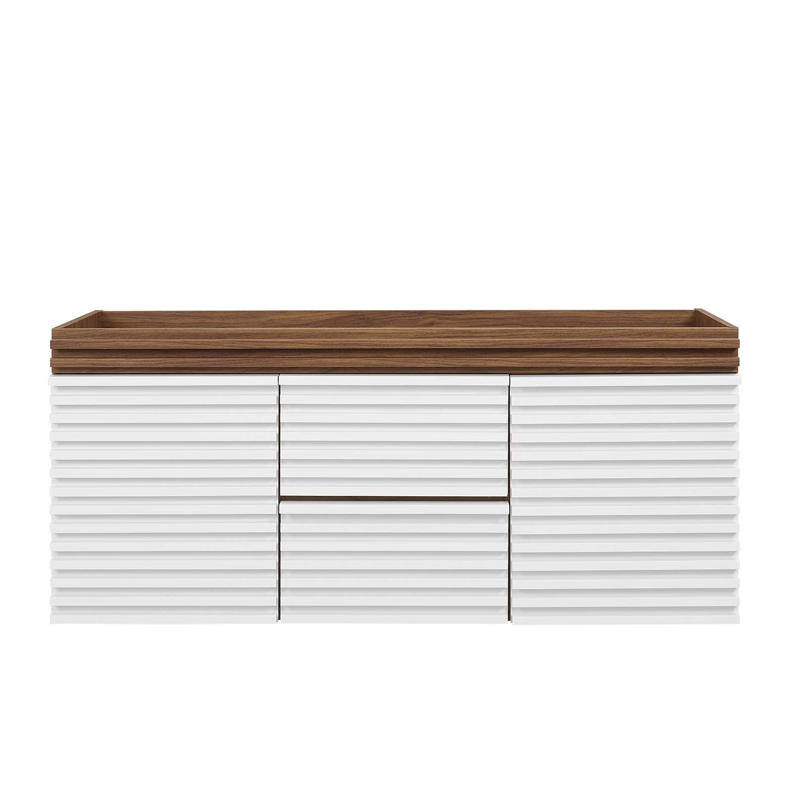 Modway Bathroom Vanity - Render 48" Wall-Mount Bathroom Vanity Cabinet White Walnut EEI-5867-WHI-WAL