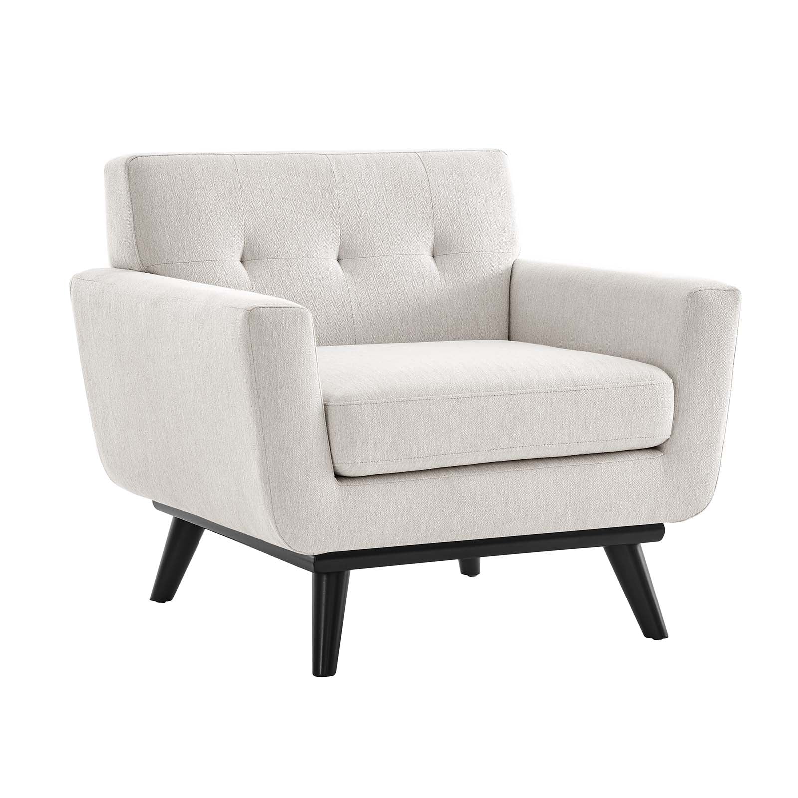 Modway Accent Chairs - Engage Herringbone Fabric Armchair Ivory