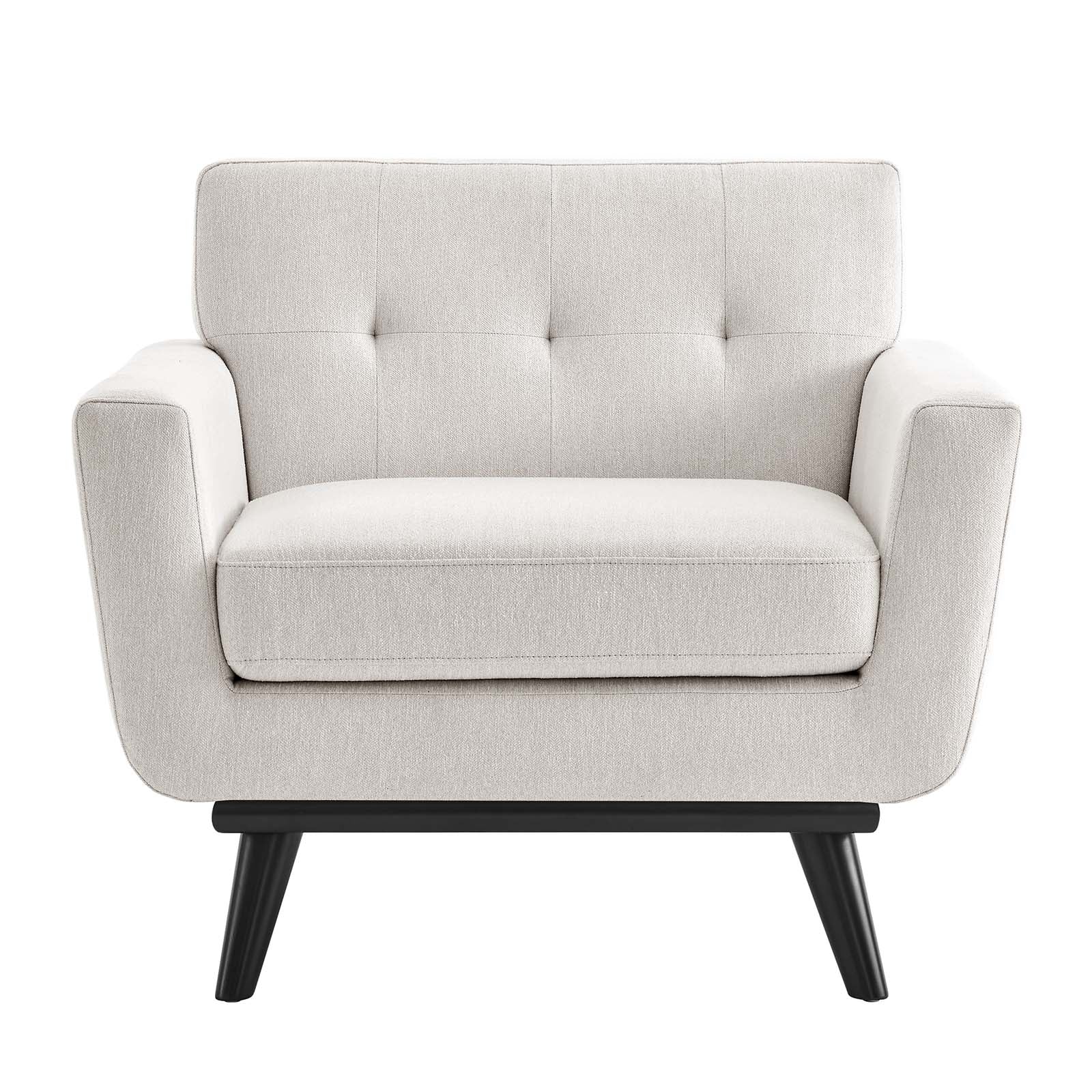 Modway Accent Chairs - Engage Herringbone Fabric Armchair Ivory
