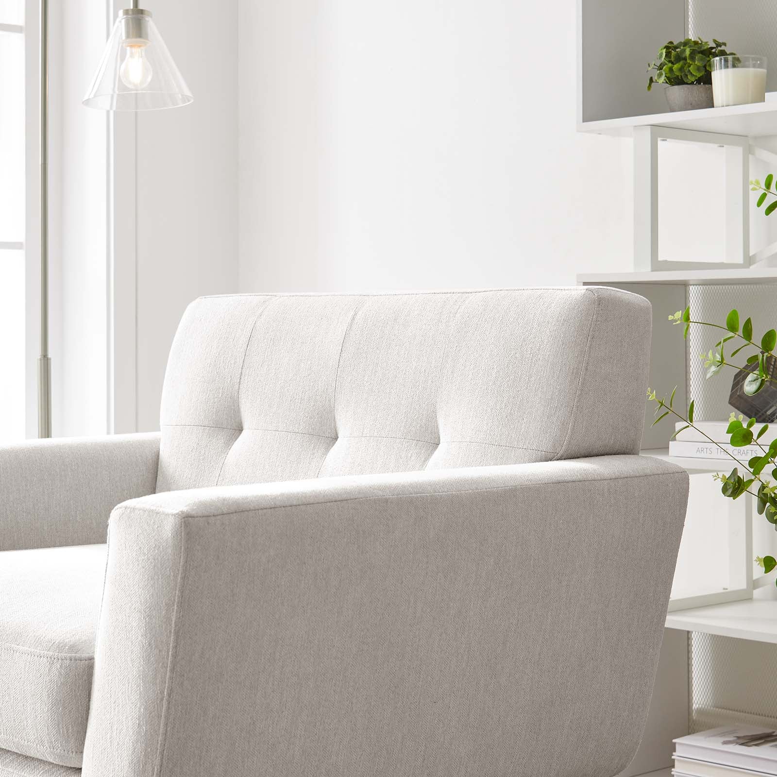 Modway Accent Chairs - Engage Herringbone Fabric Armchair Ivory
