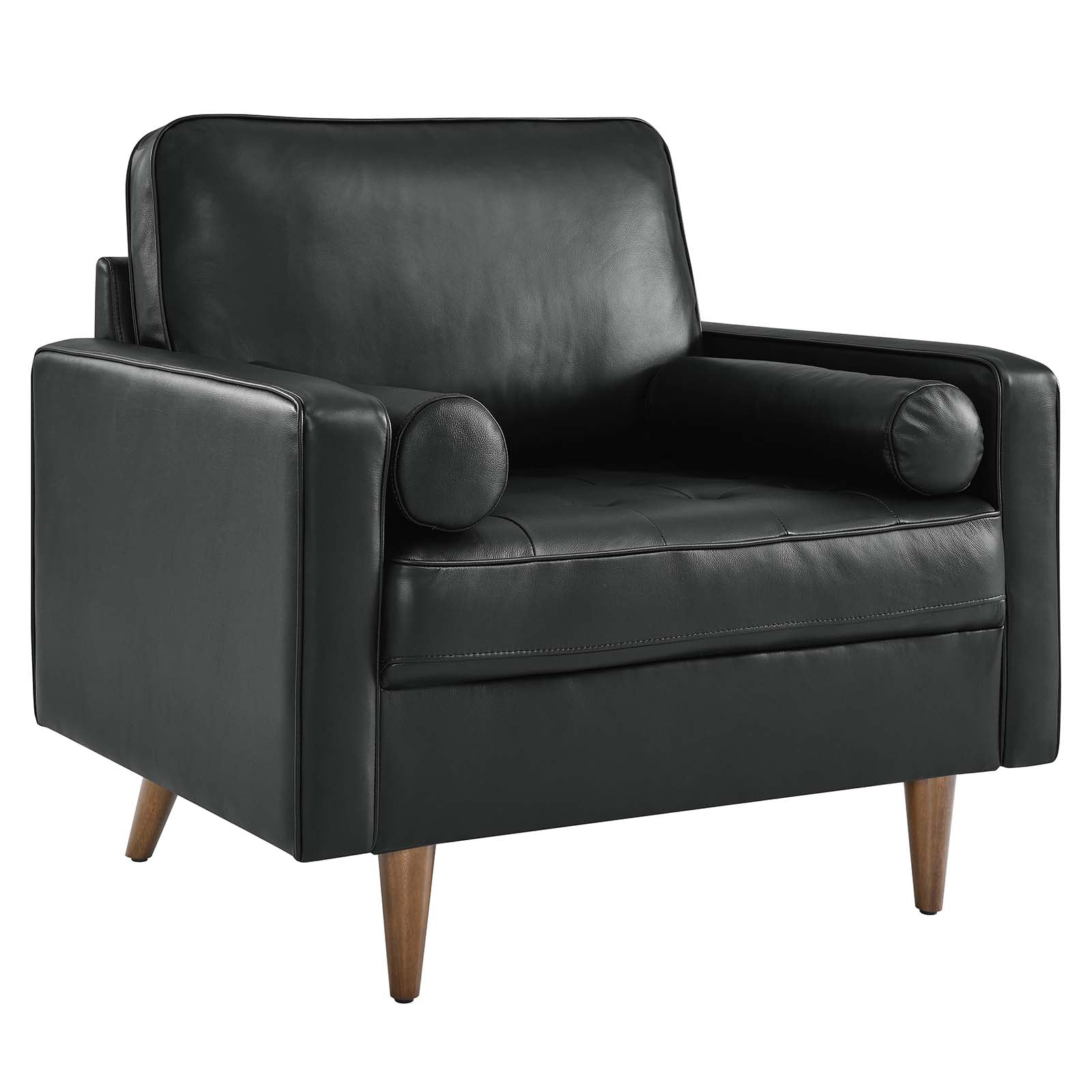 Modway Accent Chairs - Valour Leather Armchair Black