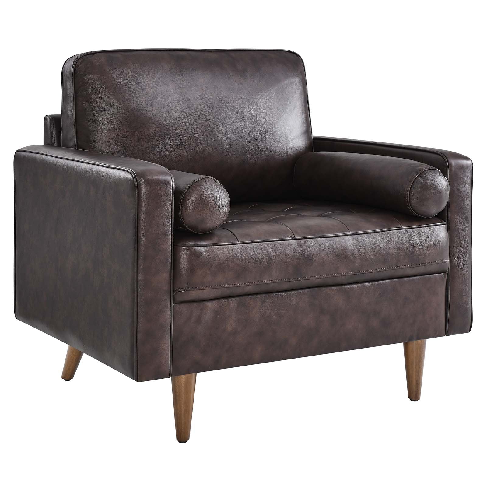 Modway Accent Chairs - Valour-Leather-Armchair-Brown