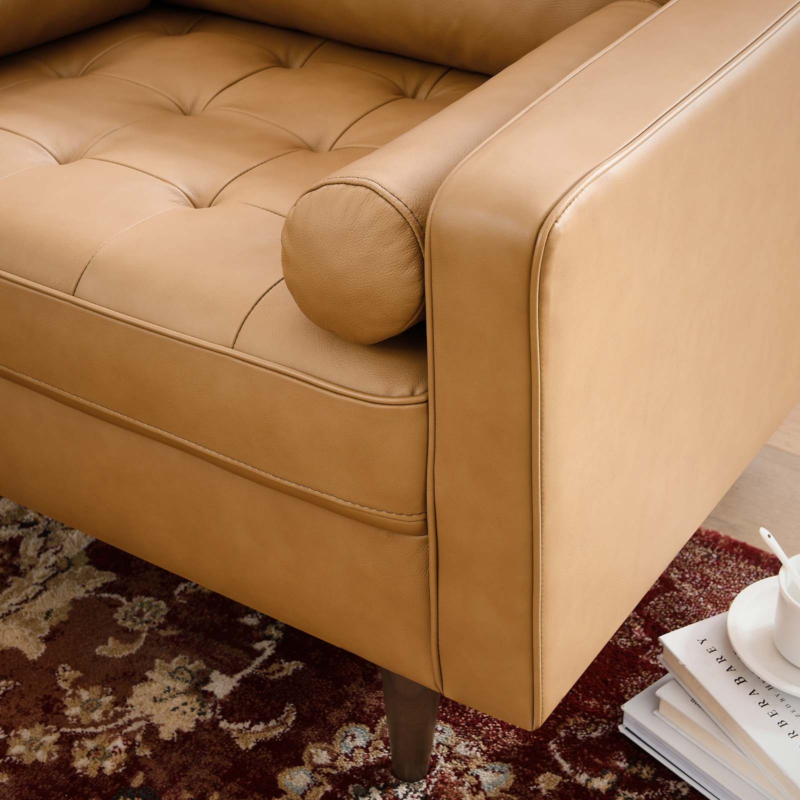 Modway Accent Chairs - Valour Leather Armchair Tan