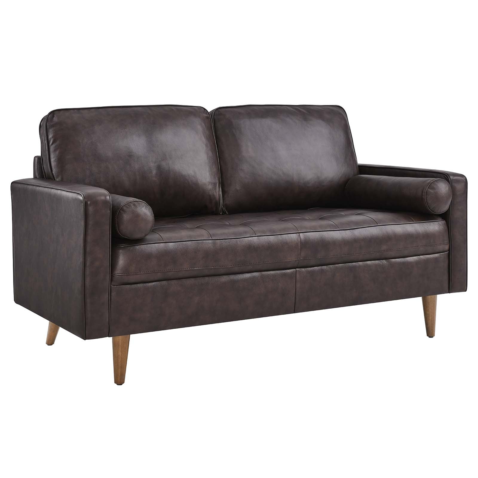 Modway Loveseats - Valour Leather Loveseat Brown