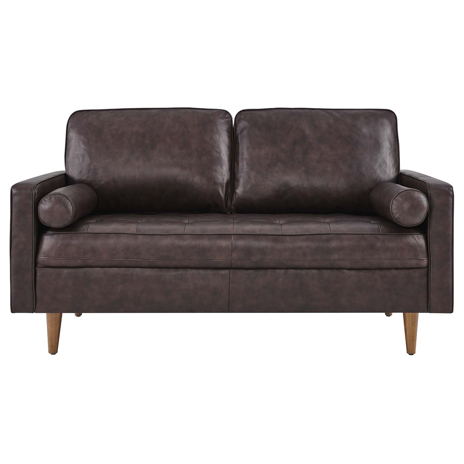 Modway Loveseats - Valour Leather Loveseat Brown