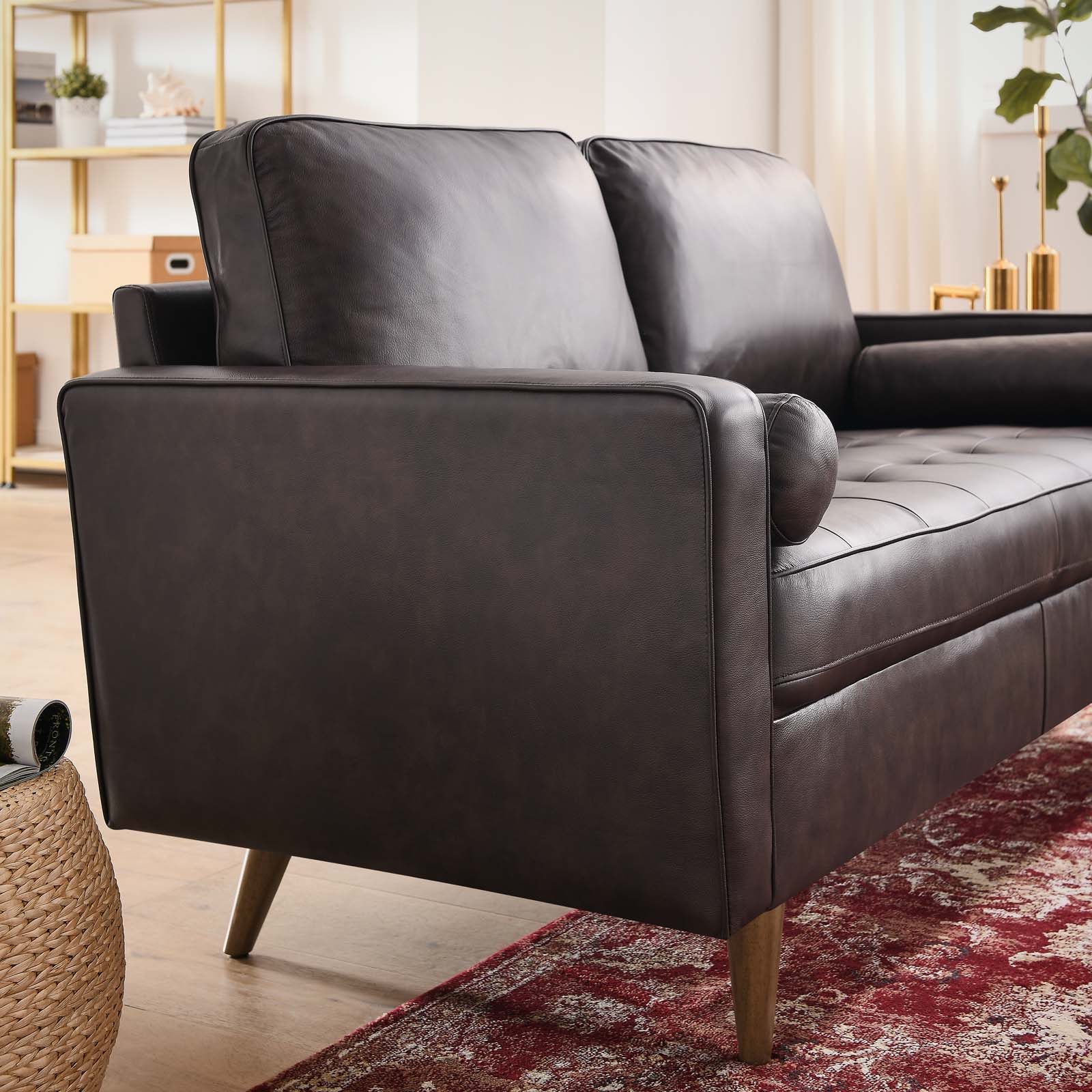 Modway Loveseats - Valour Leather Loveseat Brown