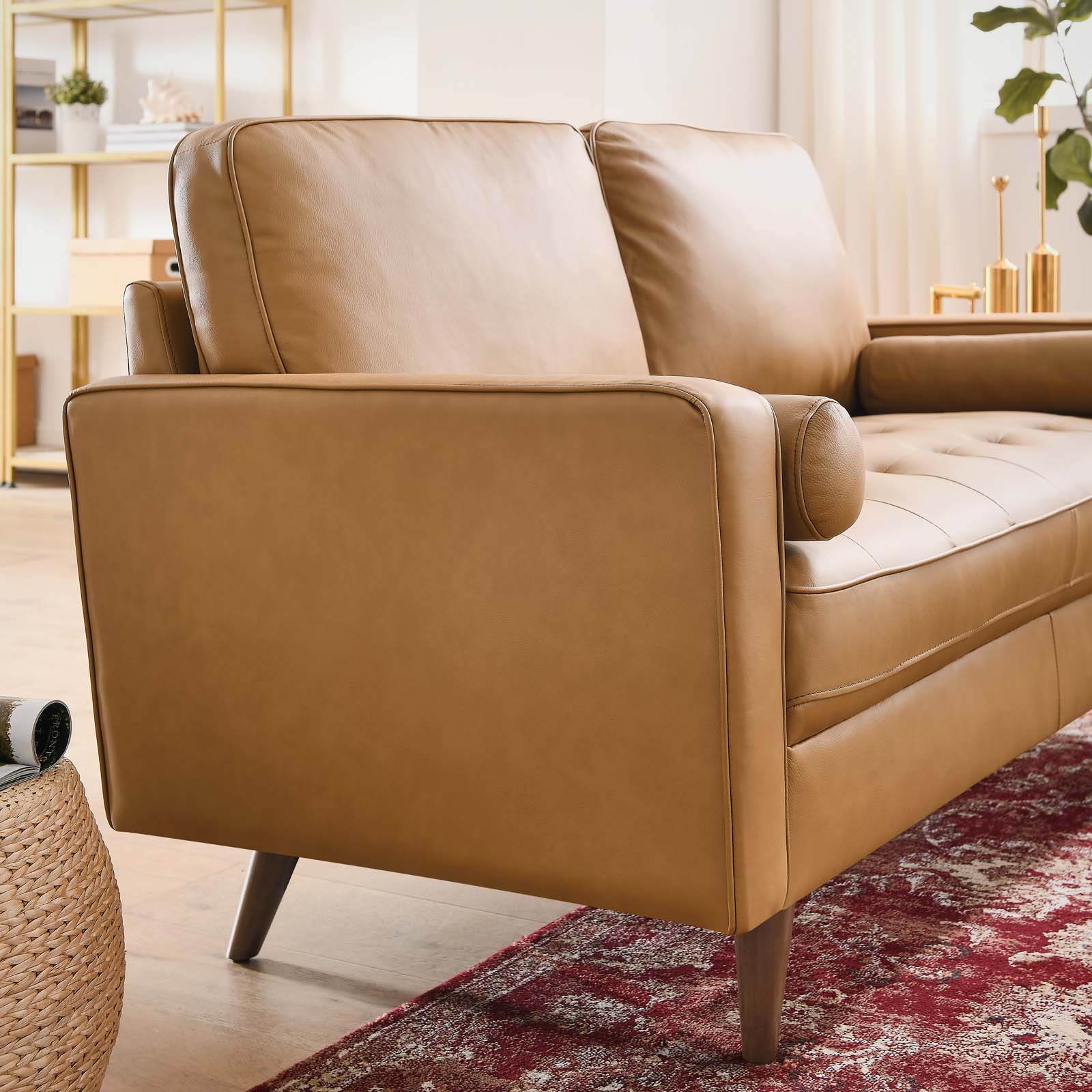 Modway Loveseats - Valour Leather Loveseat Tan