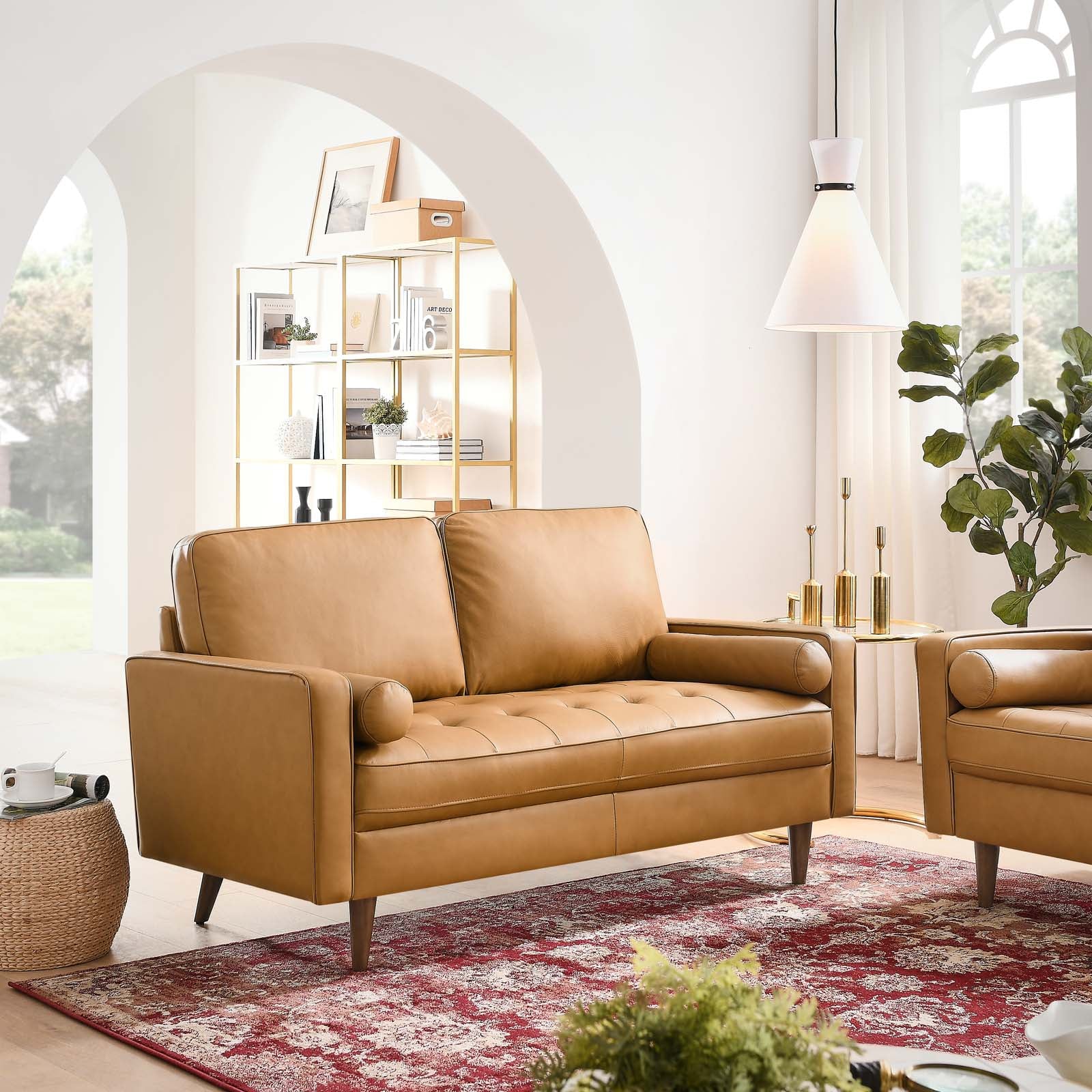 Modway Loveseats - Valour Leather Loveseat Tan