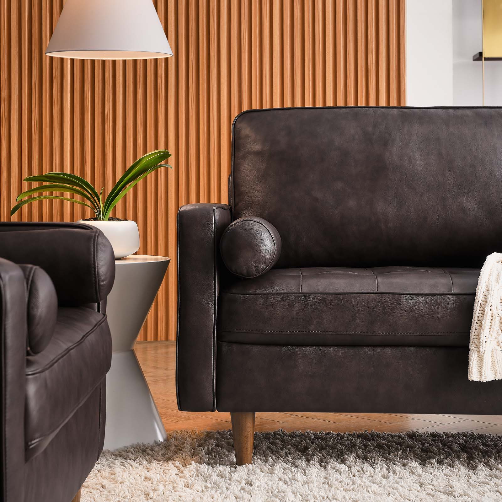 Modway Sofas & Couches - Valour 88" Leather Sofa Brown