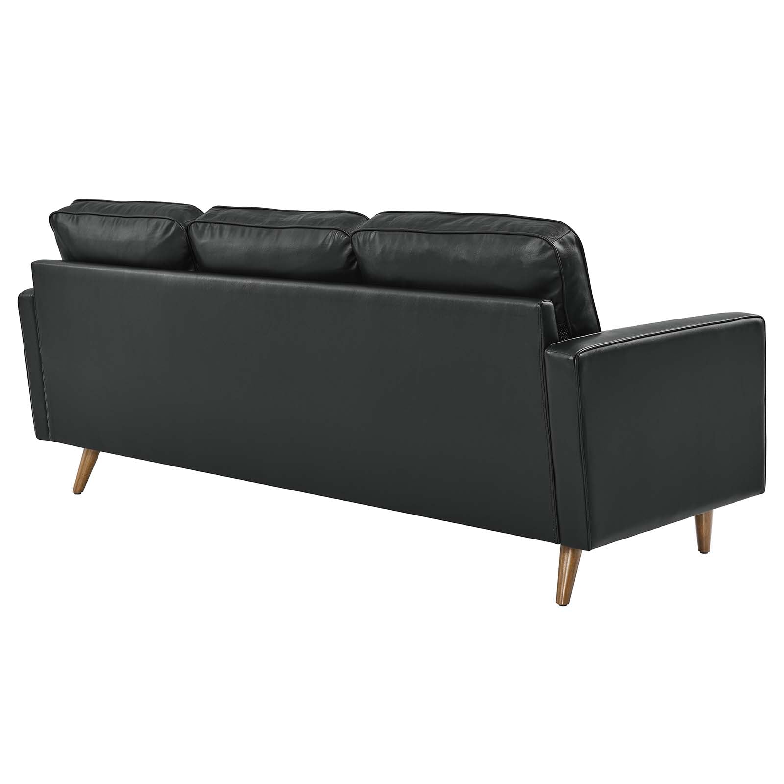 Modway Sectional Sofas - Valour 78" Leather Apartment Sectional Sofa Black