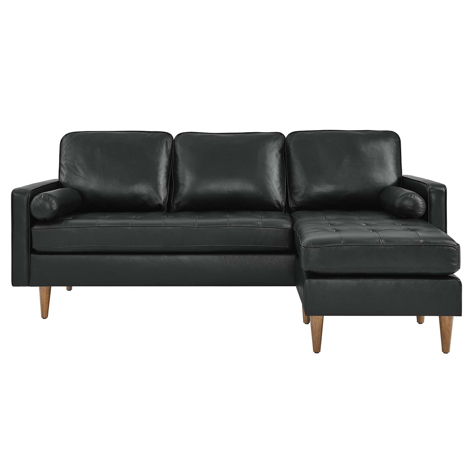Modway Sectional Sofas - Valour 78" Leather Apartment Sectional Sofa Black
