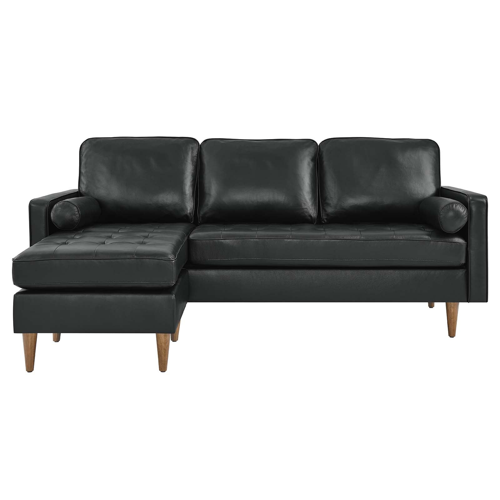 Modway Sectional Sofas - Valour 78" Leather Apartment Sectional Sofa Black