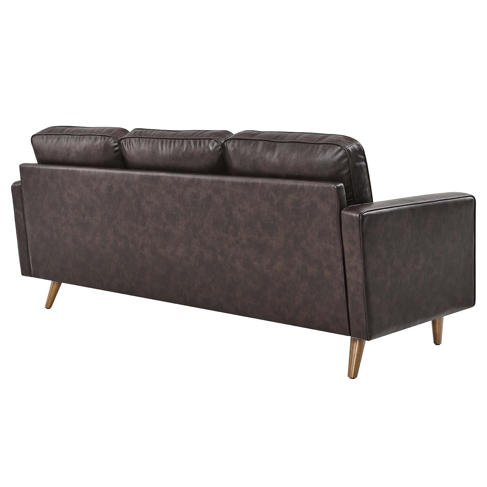 Modway Sectional Sofas - Valour 78" Leather Apartment Sectional Sofa Brown