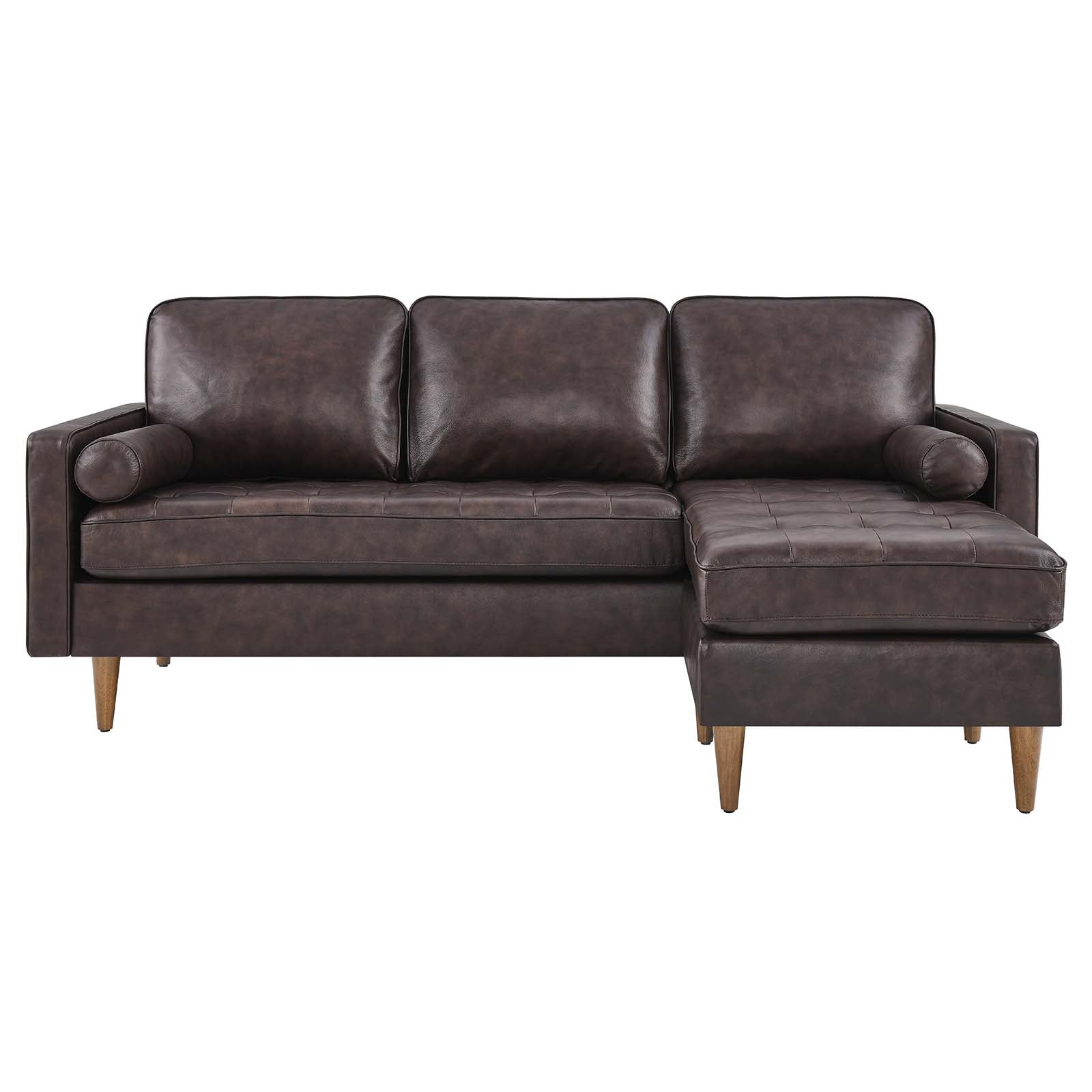 Modway Sectional Sofas - Valour 78" Leather Apartment Sectional Sofa Brown