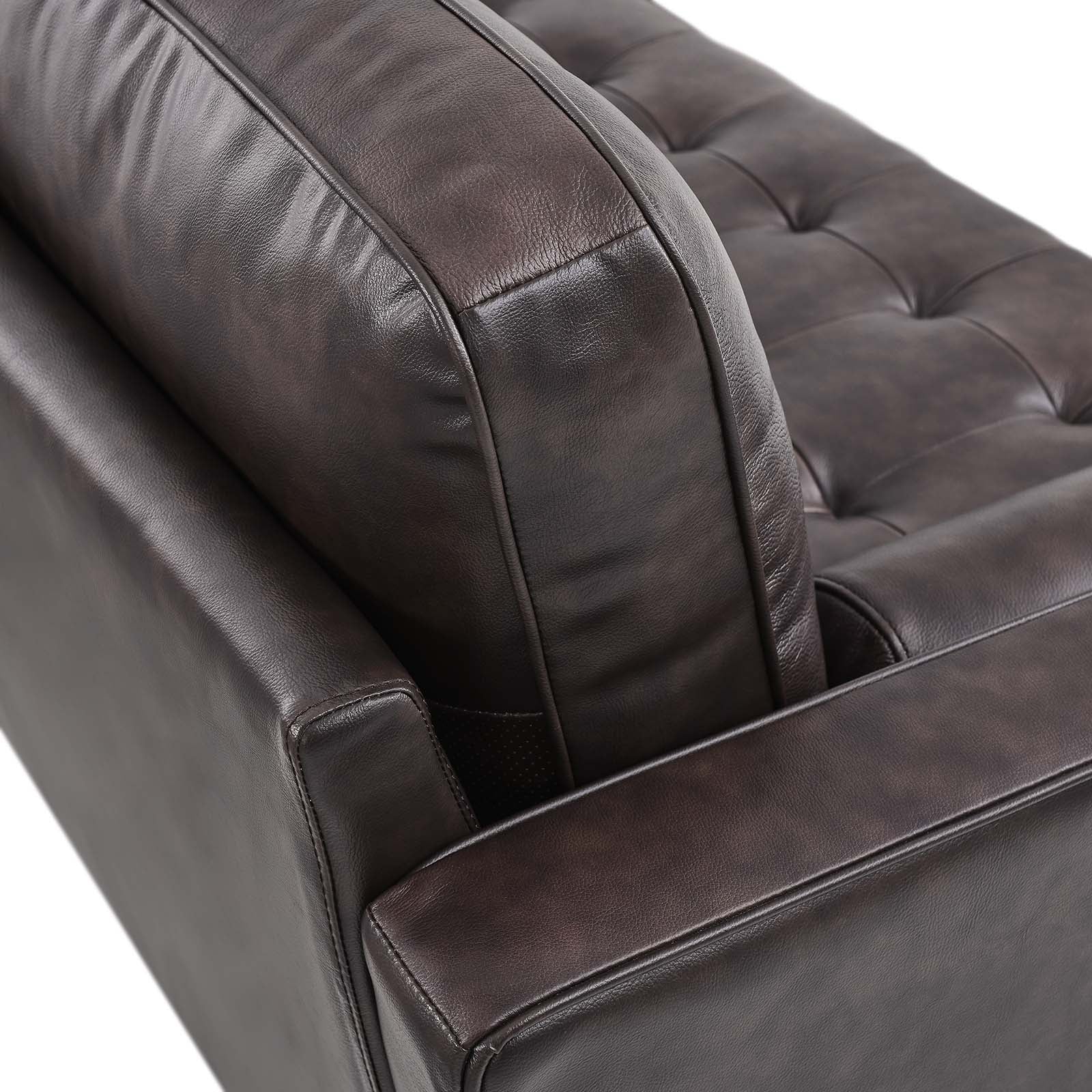 Modway Sectional Sofas - Valour 78" Leather Apartment Sectional Sofa Brown