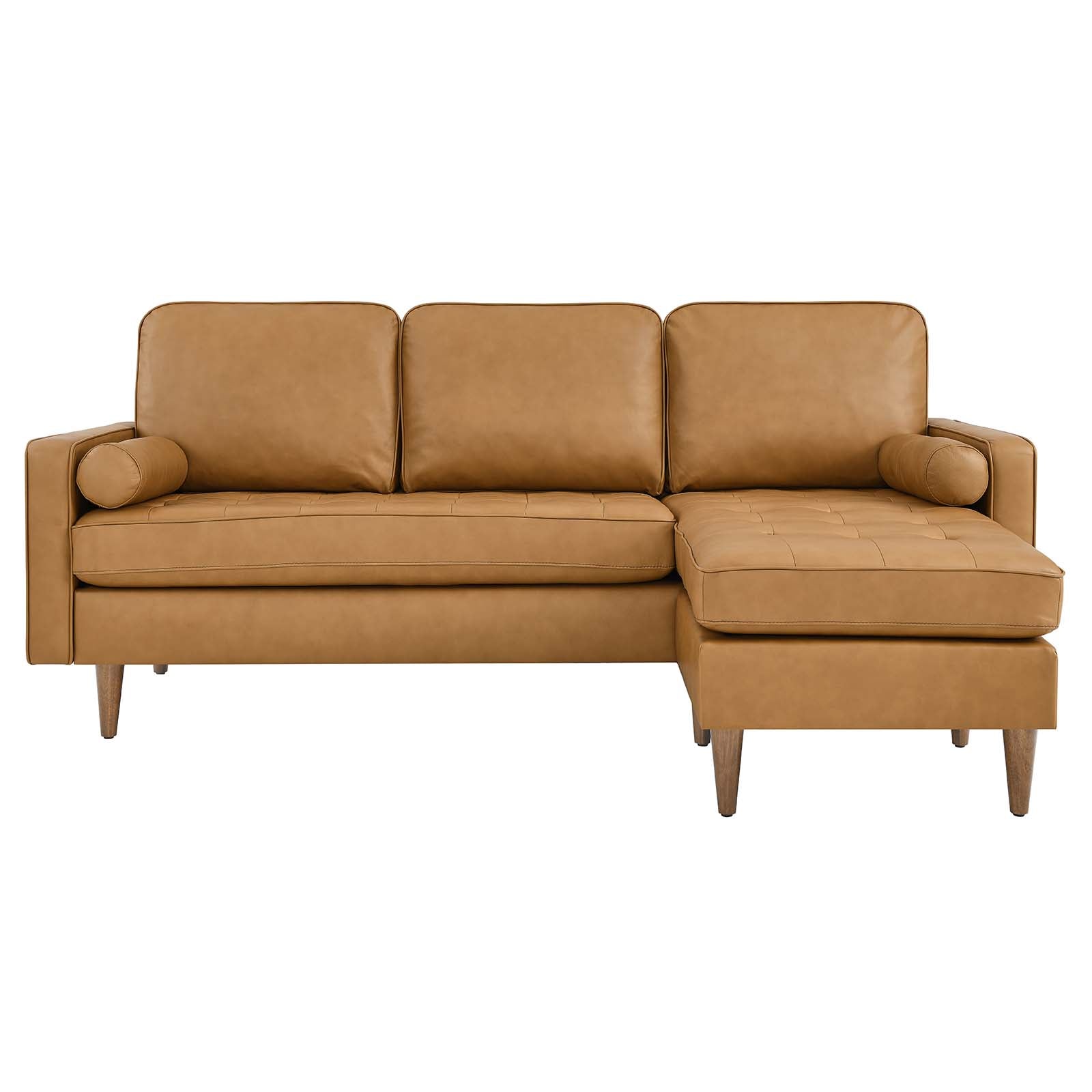 Modway Sectional Sofas - Valour 78" Leather Apartment Sectional Sofa Tan