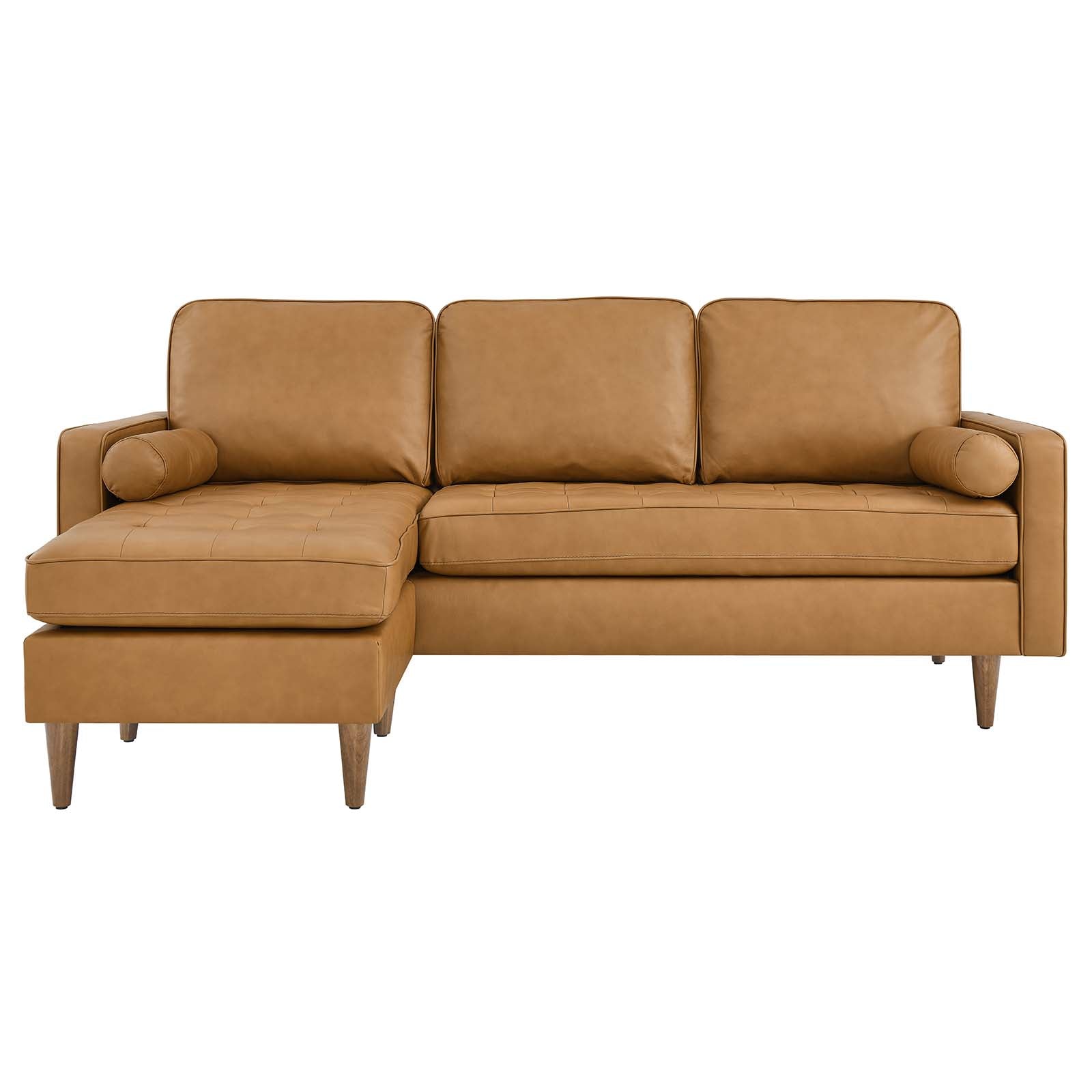 Modway Sectional Sofas - Valour 78" Leather Apartment Sectional Sofa Tan