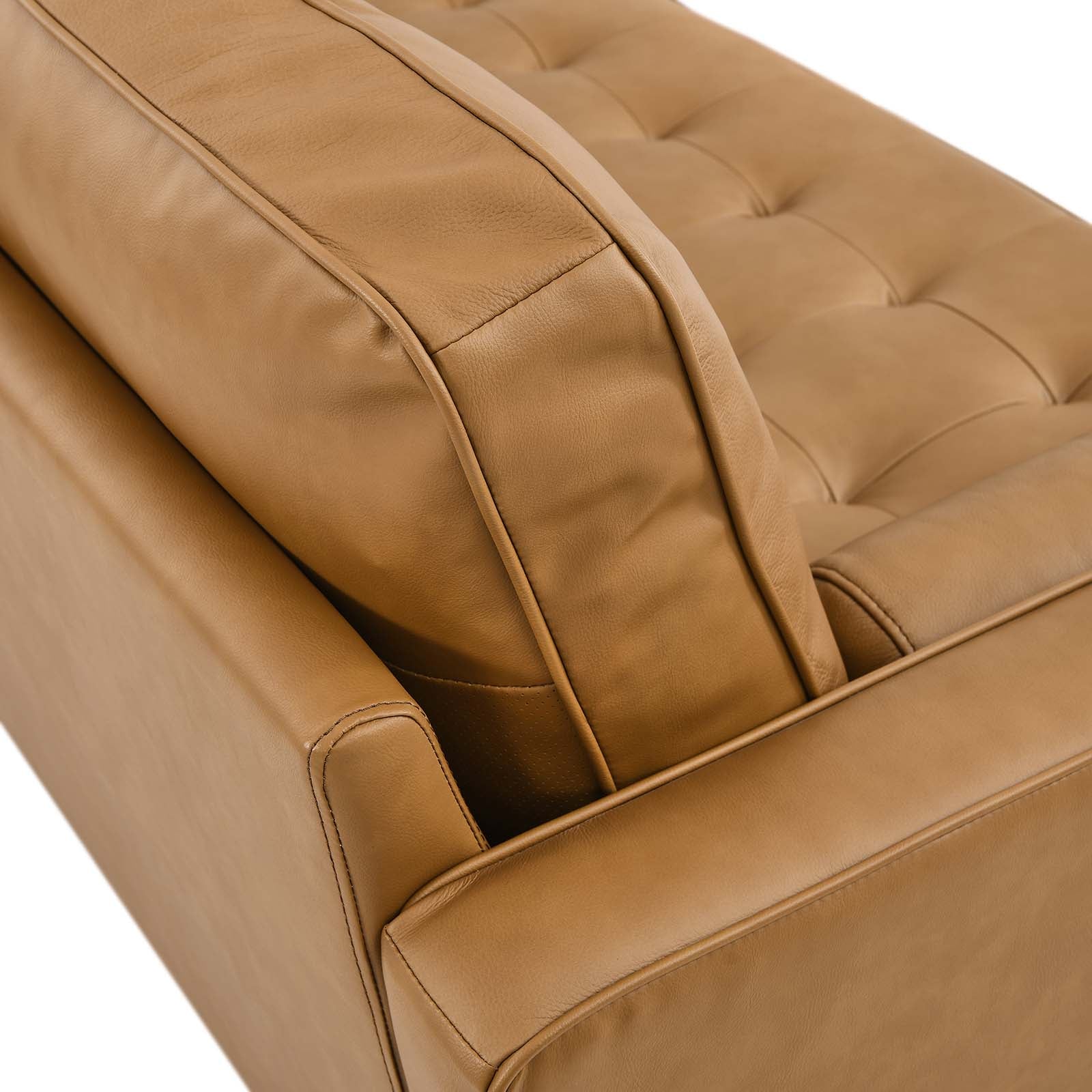 Modway Sectional Sofas - Valour 78" Leather Apartment Sectional Sofa Tan