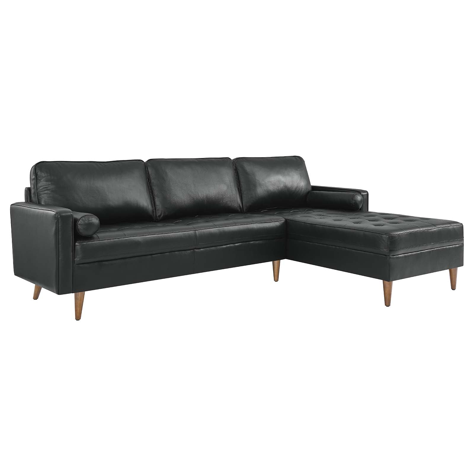 Modway Sectional Sofas - Valour 98" Leather Sectional Sofa Black