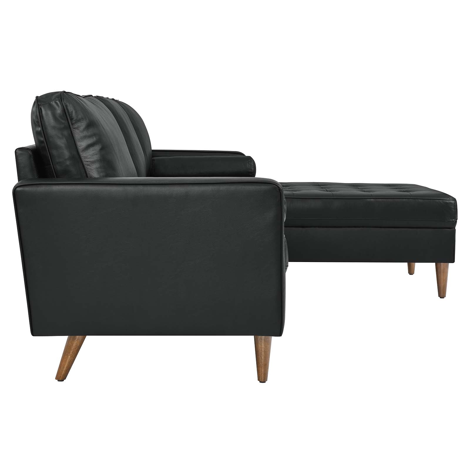 Modway Sectional Sofas - Valour 98" Leather Sectional Sofa Black