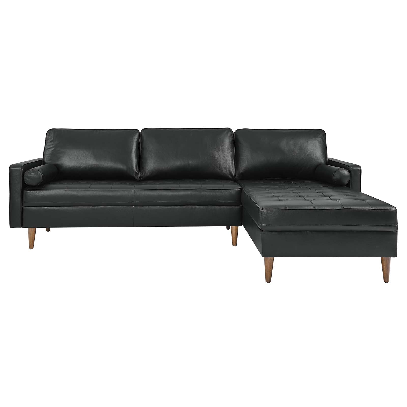 Modway Sectional Sofas - Valour 98" Leather Sectional Sofa Black