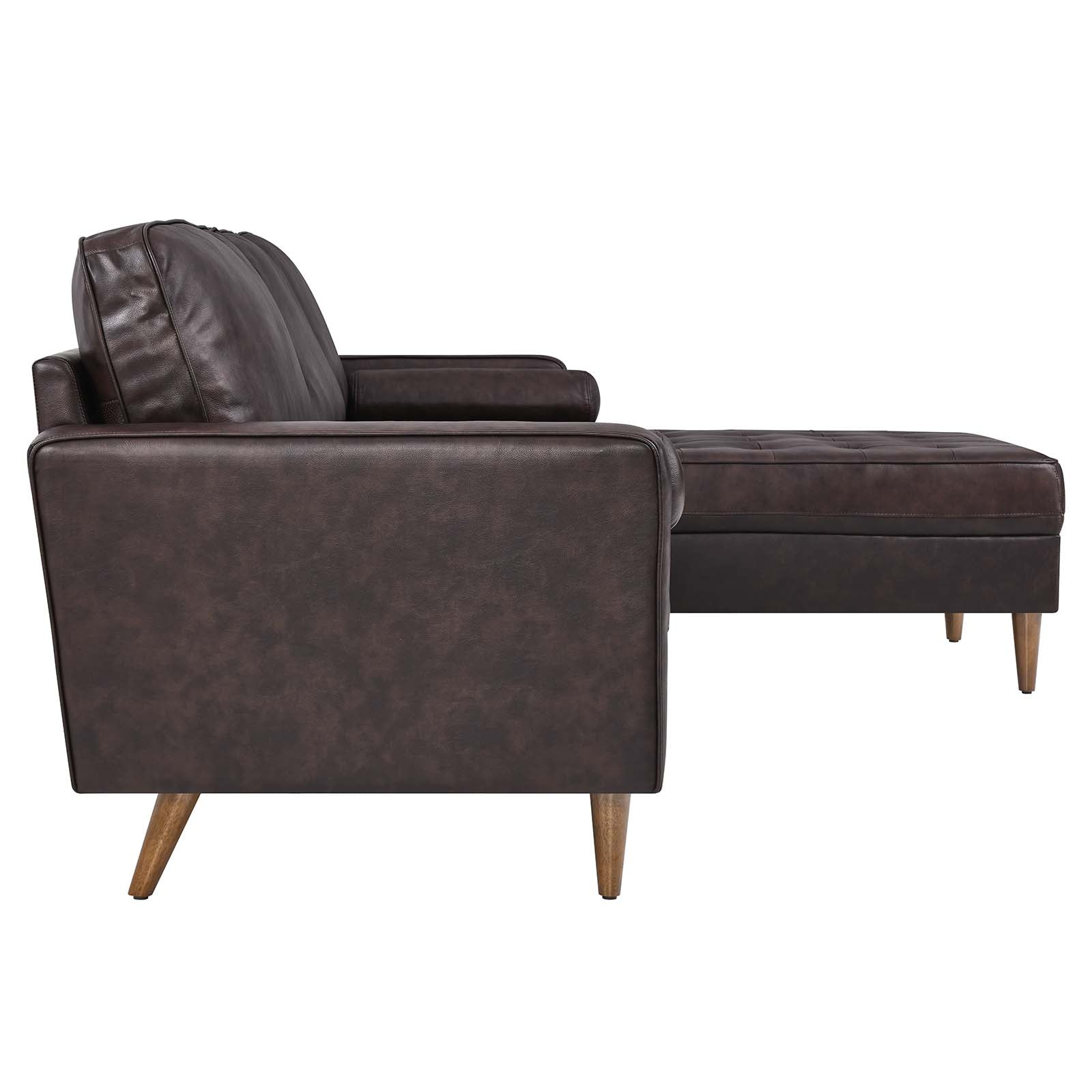 Modway Sectional Sofas - Valour 98" Leather Sectional Sofa Brown