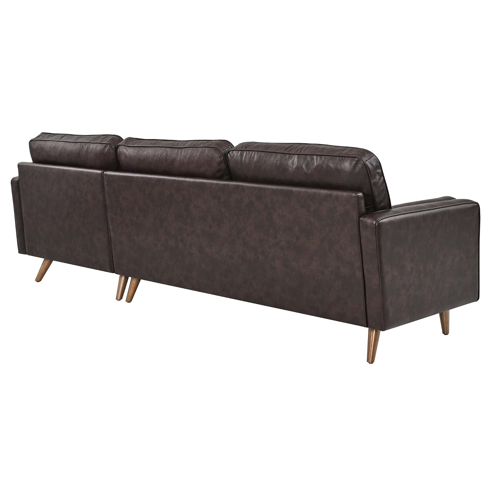 Modway Sectional Sofas - Valour 98" Leather Sectional Sofa Brown