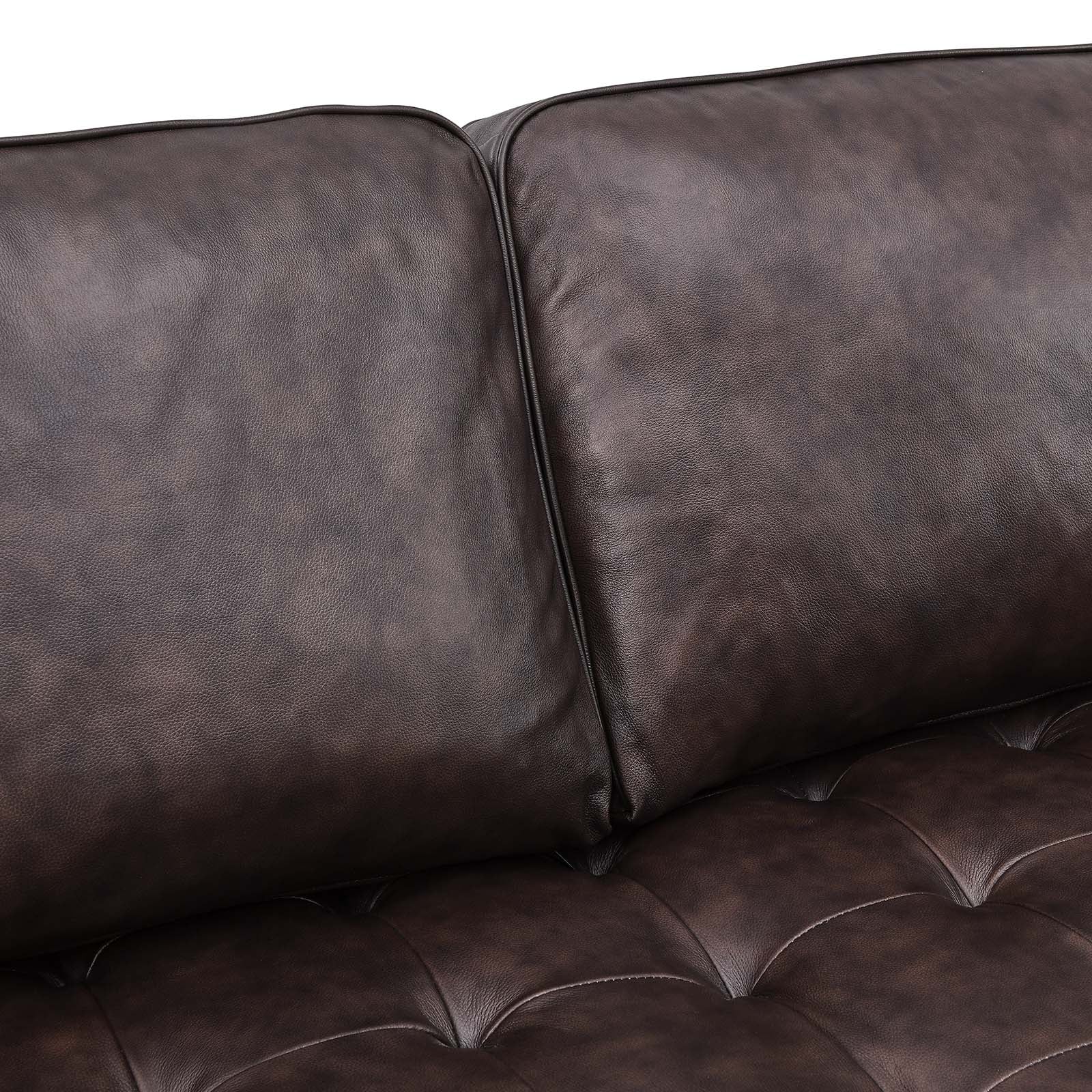 Modway Sectional Sofas - Valour 98" Leather Sectional Sofa Brown