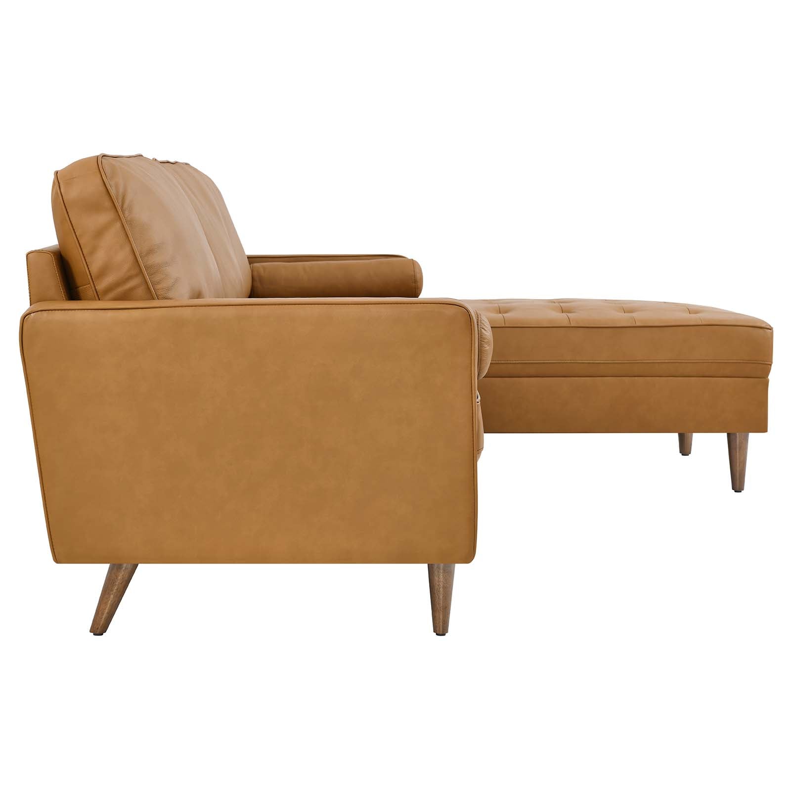 Modway Sectional Sofas - Valour 98" Leather Sectional Sofa Tan