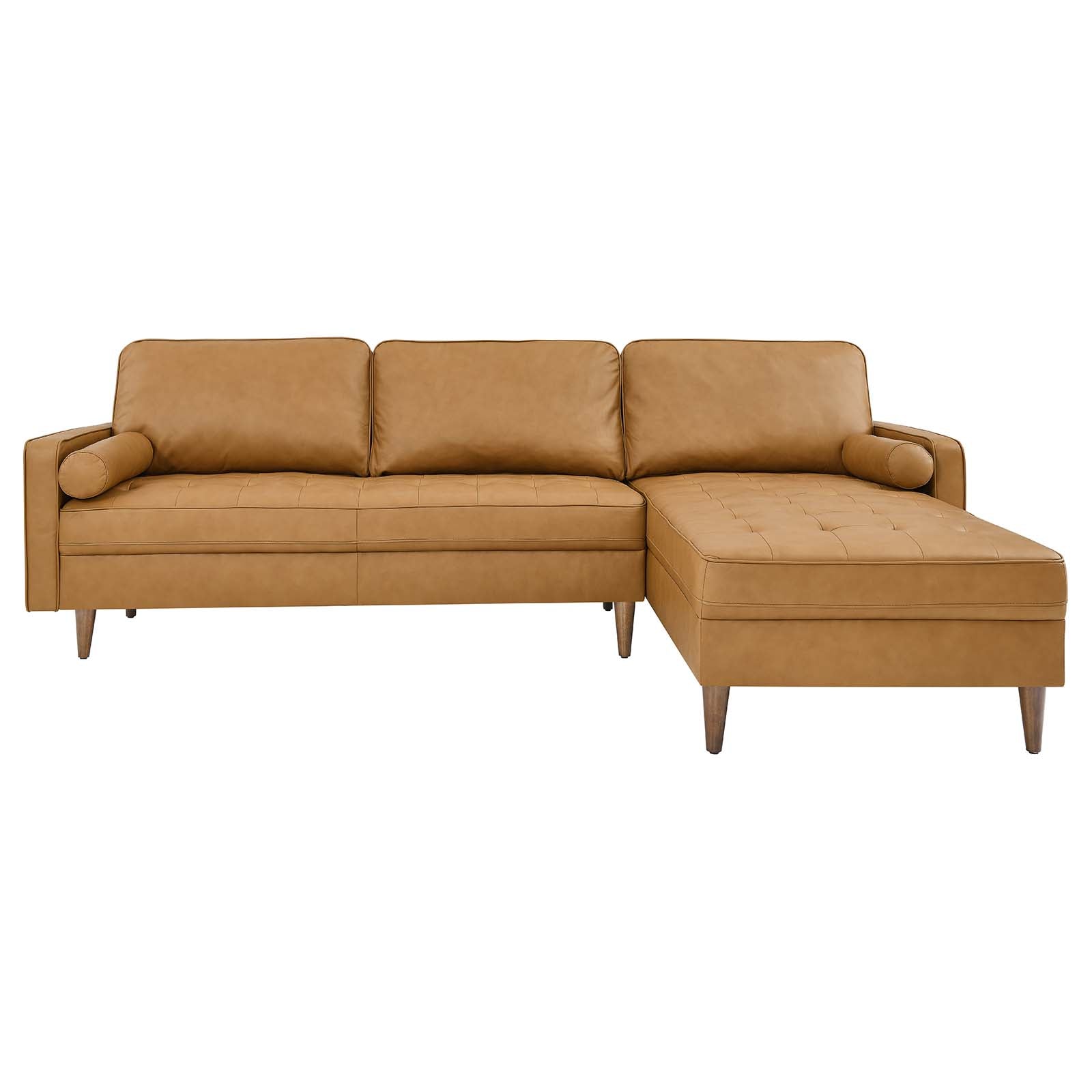 Modway Sectional Sofas - Valour 98" Leather Sectional Sofa Tan