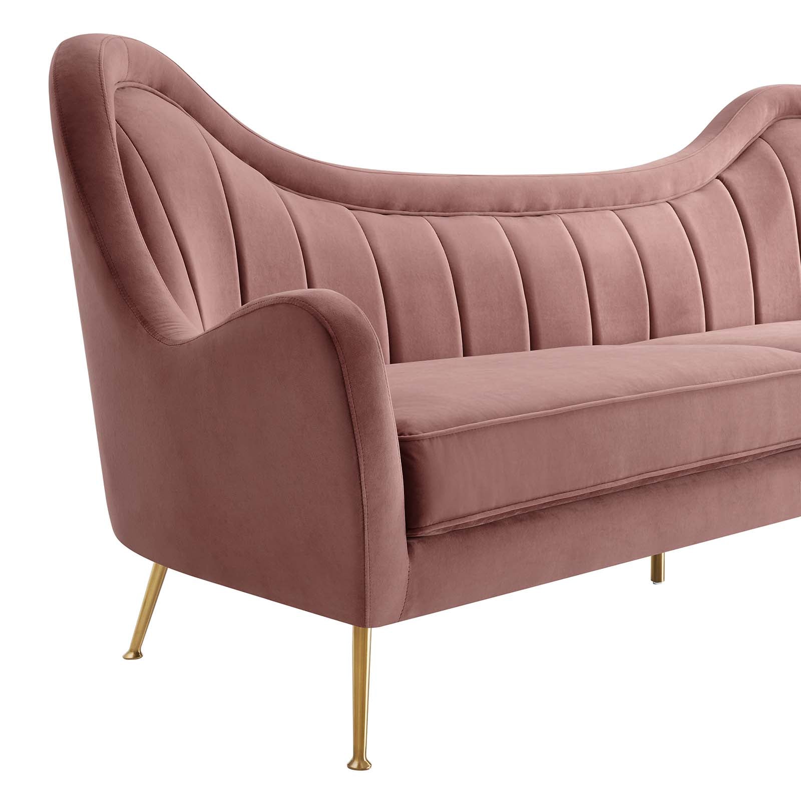 Modway Sofas & Couches - Cheshire Channel Tufted Performance Velvet Sofa Dusty Rose