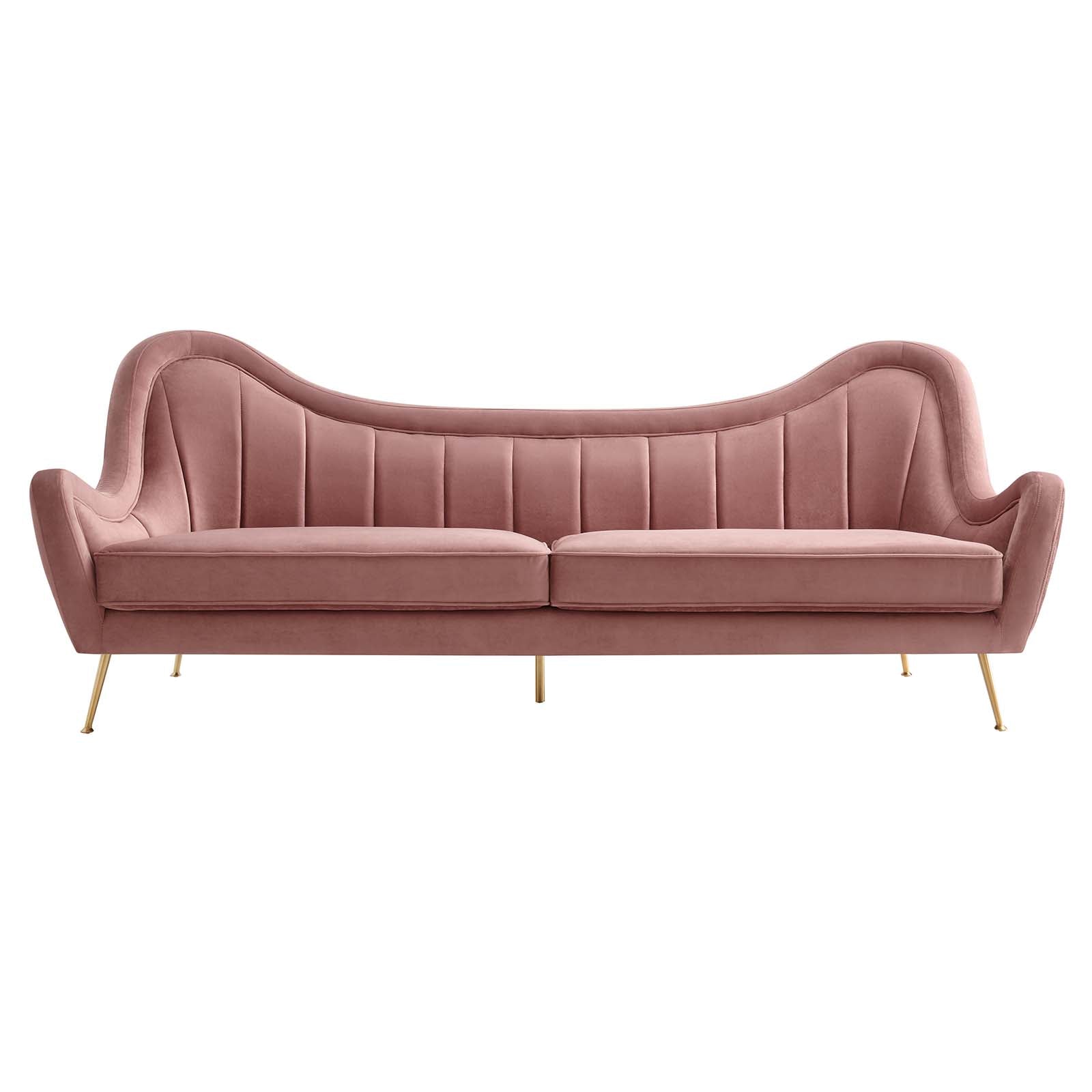 Modway Sofas & Couches - Cheshire Channel Tufted Performance Velvet Sofa Dusty Rose