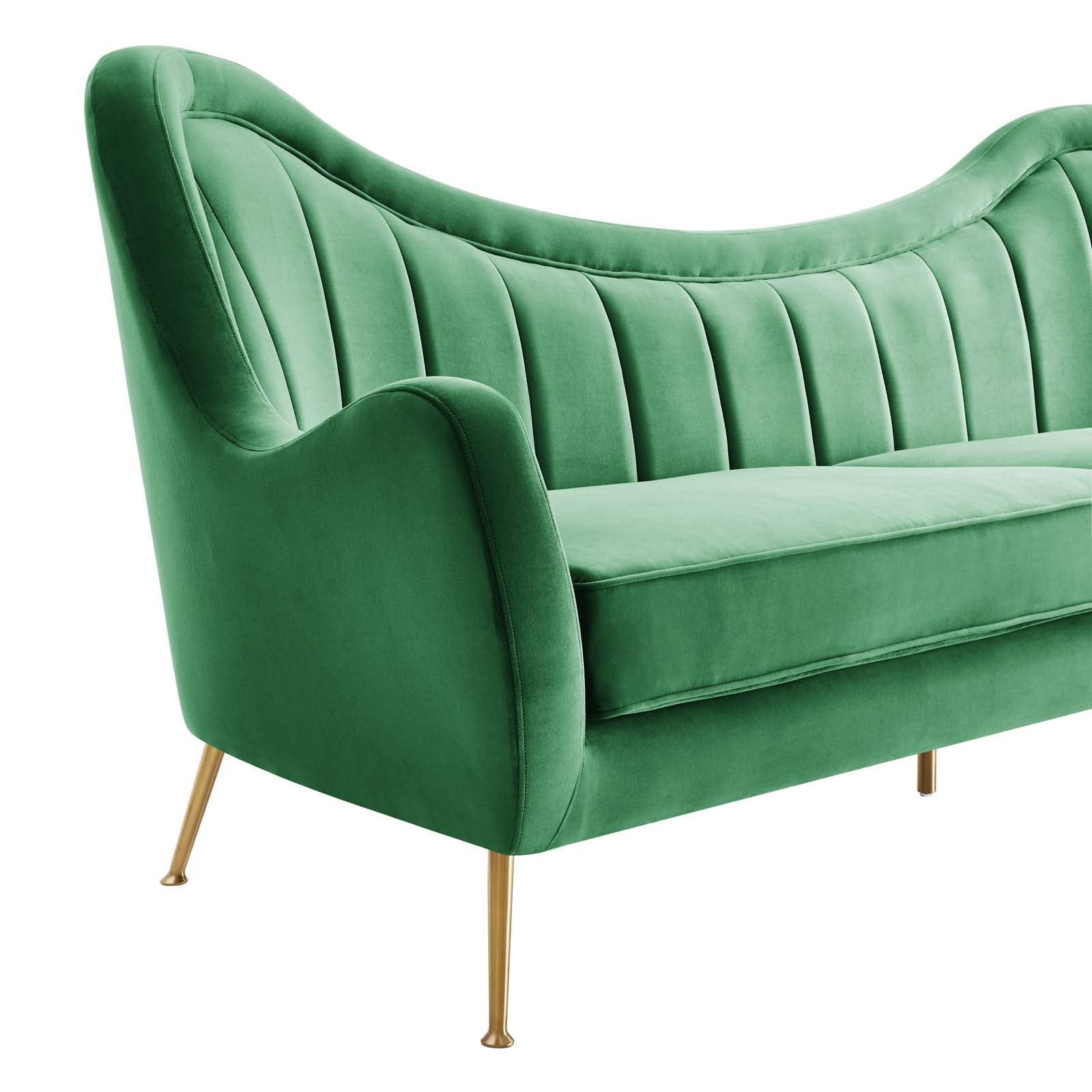 Modway Sofas & Couches - Cheshire Channel Tufted Performance Velvet Sofa Emerald