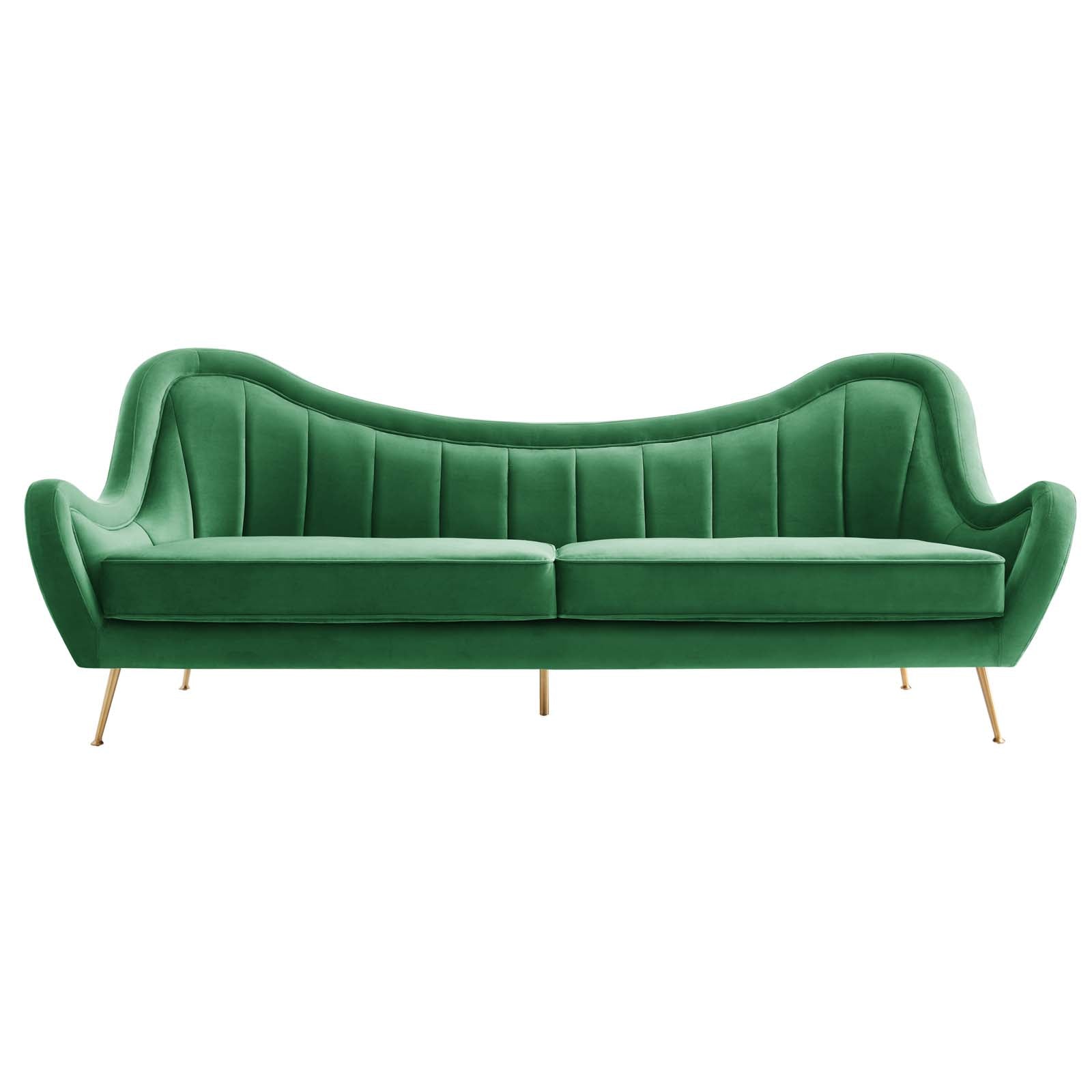 Modway Sofas & Couches - Cheshire Channel Tufted Performance Velvet Sofa Emerald