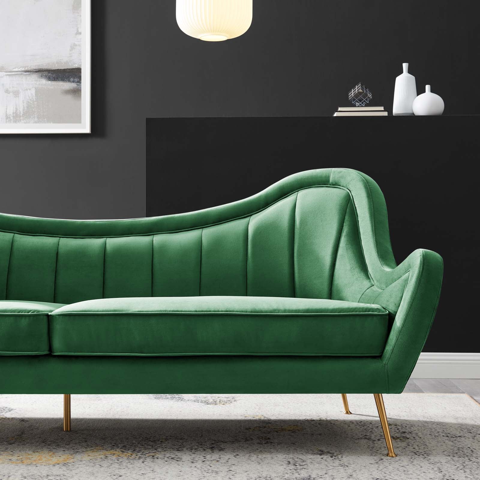 Modway Sofas & Couches - Cheshire Channel Tufted Performance Velvet Sofa Emerald