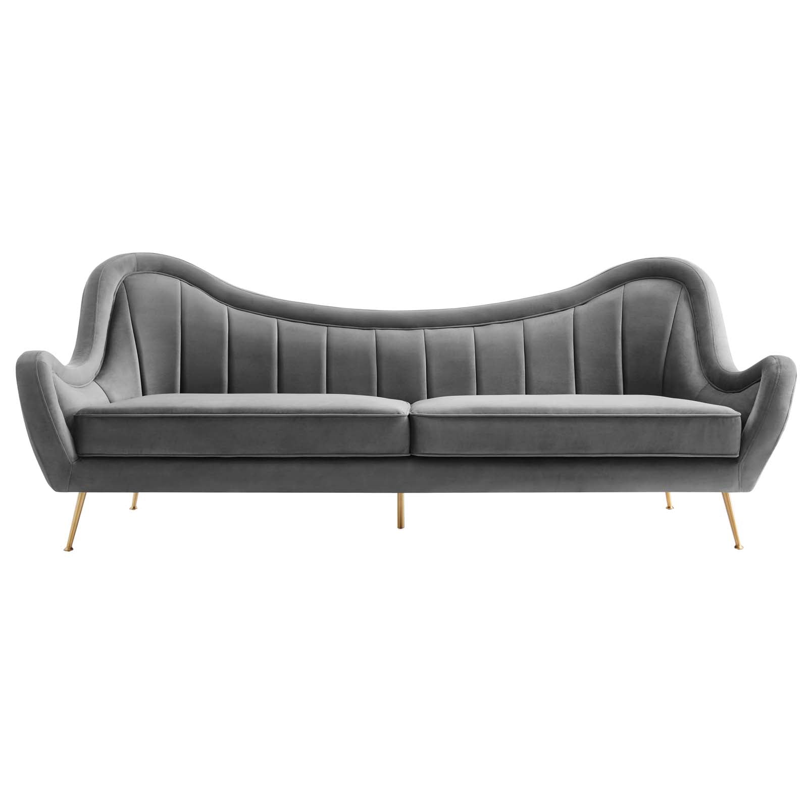 Modway Sofas & Couches - Cheshire Channel Tufted Performance Velvet Sofa Gray