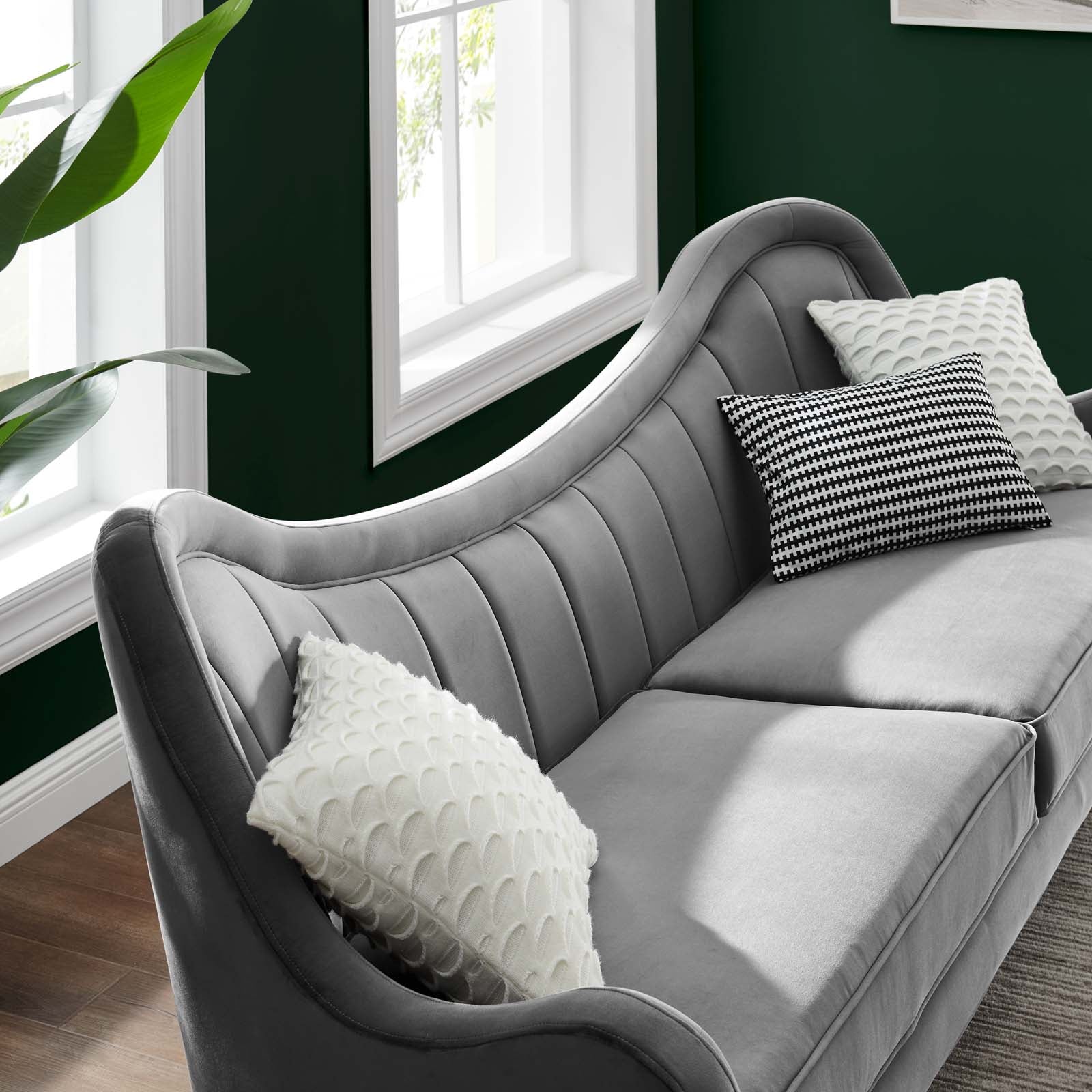 Modway Sofas & Couches - Cheshire Channel Tufted Performance Velvet Sofa Gray