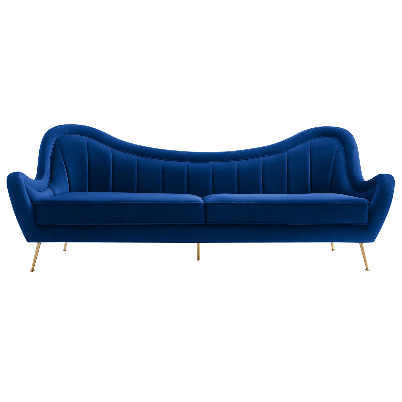 Modway Sofas & Couches - Cheshire Channel Tufted Performance Velvet Sofa Navy