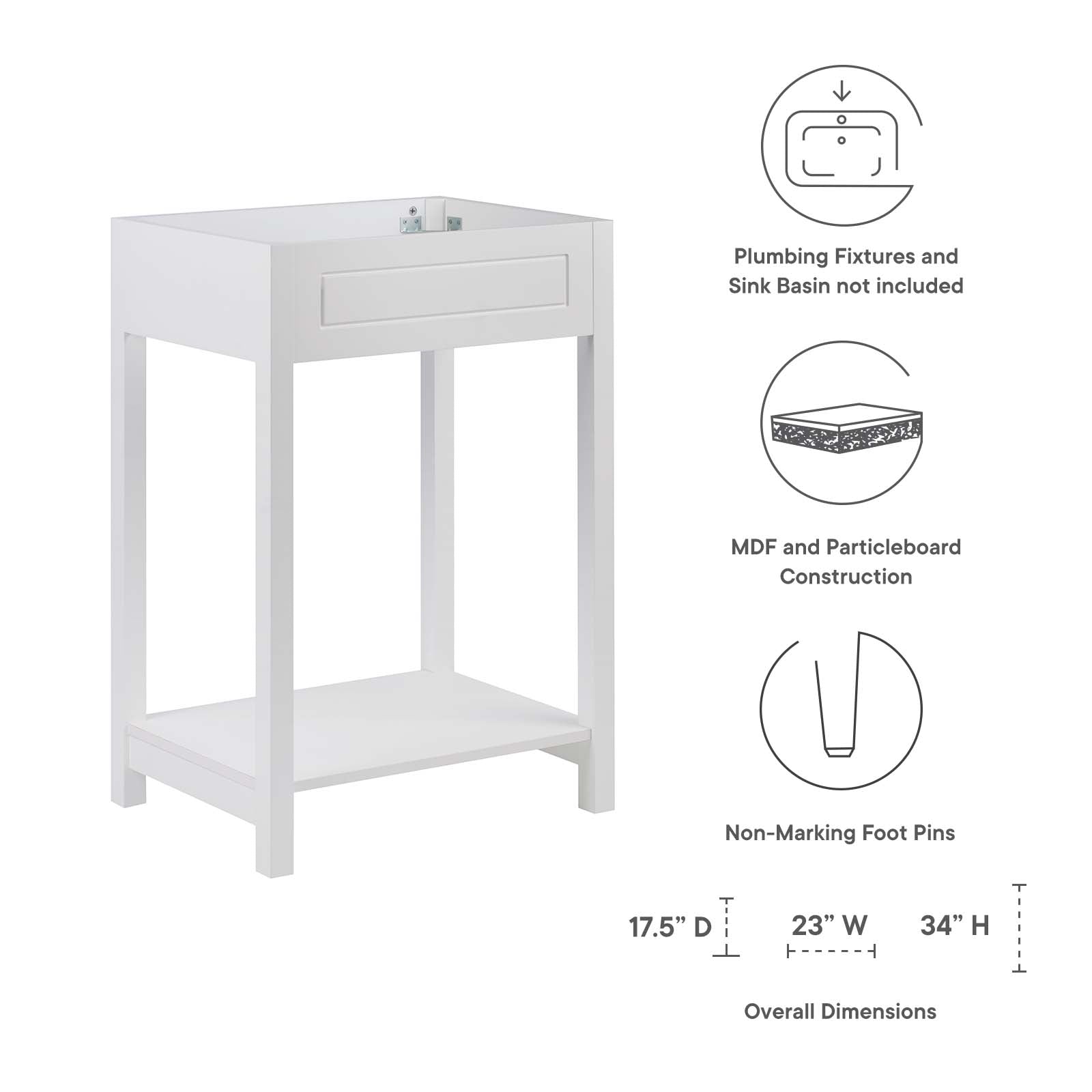 Modway Bathroom Vanity - Altura 24" Bathroom Vanity Cabinet White