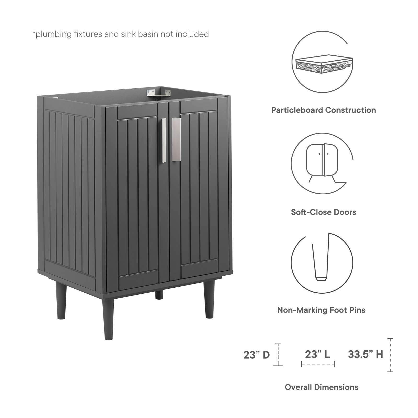Modway Bathroom Vanity - Augusta 24" Bathroom Vanity Cabinet Gray