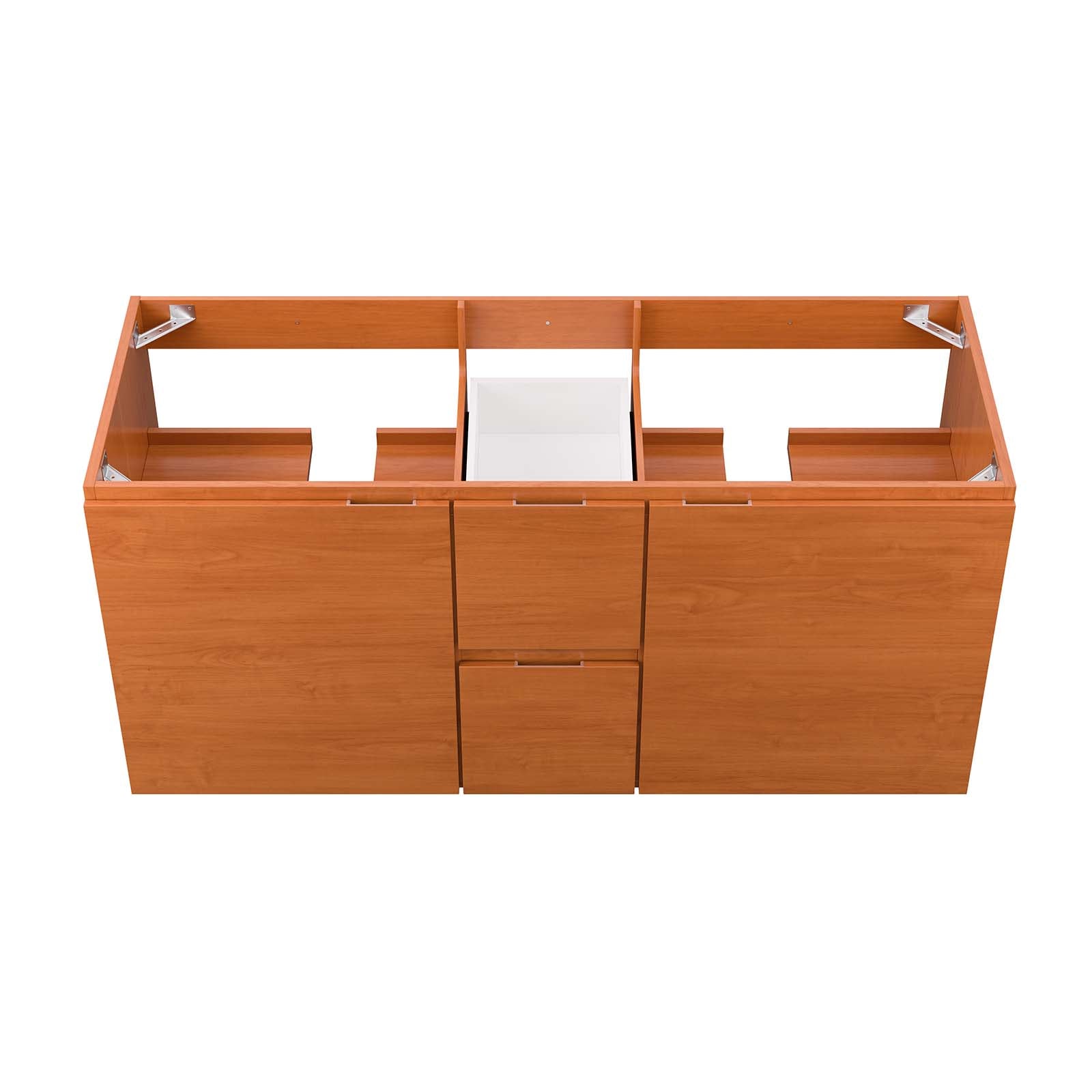 Modway Bathroom Vanity - Scenic 48" Double Wall-Mount Bathroom Vanity Cabinet Cherry Walnut